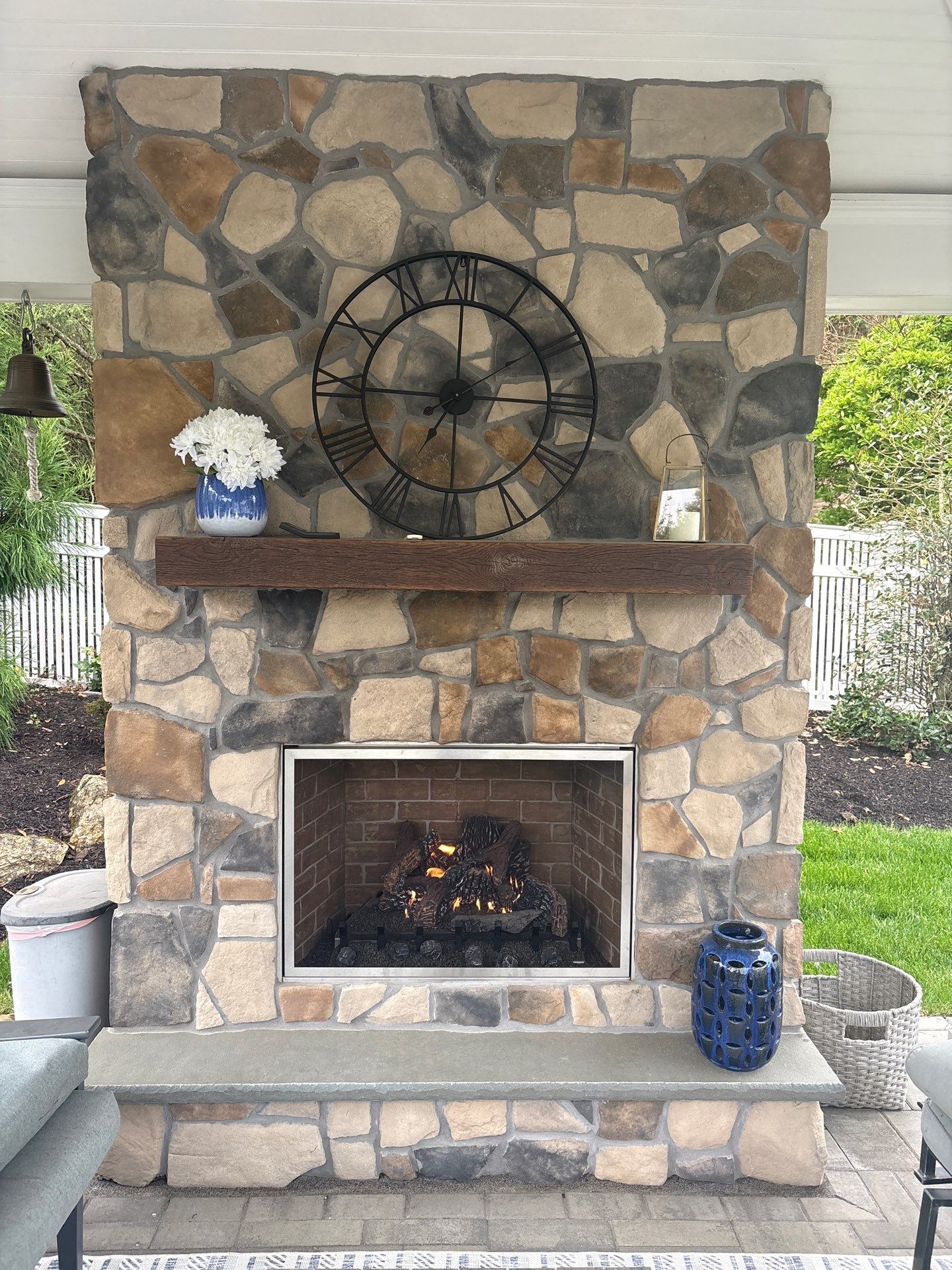 Gas Log set and Outdoor Fireplace  by Bowman's Stove & Patio