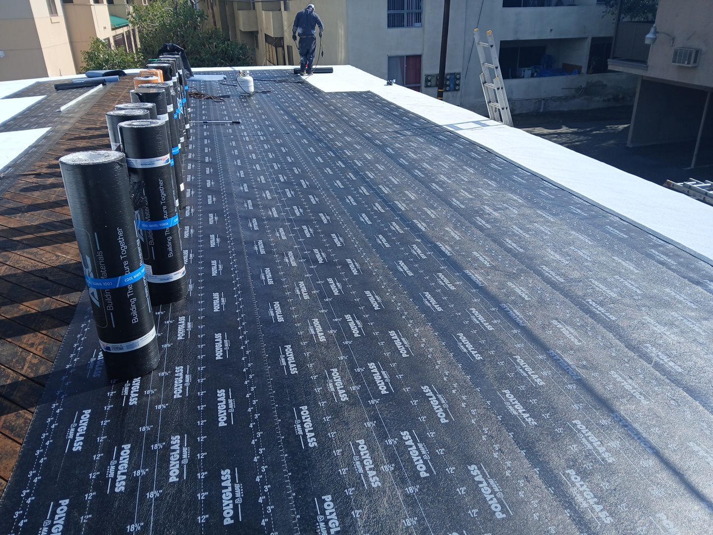 Carport Modified Bitumen Installation using ASC Modified Bitumen Roofing System by Hull Brothers Roofing
