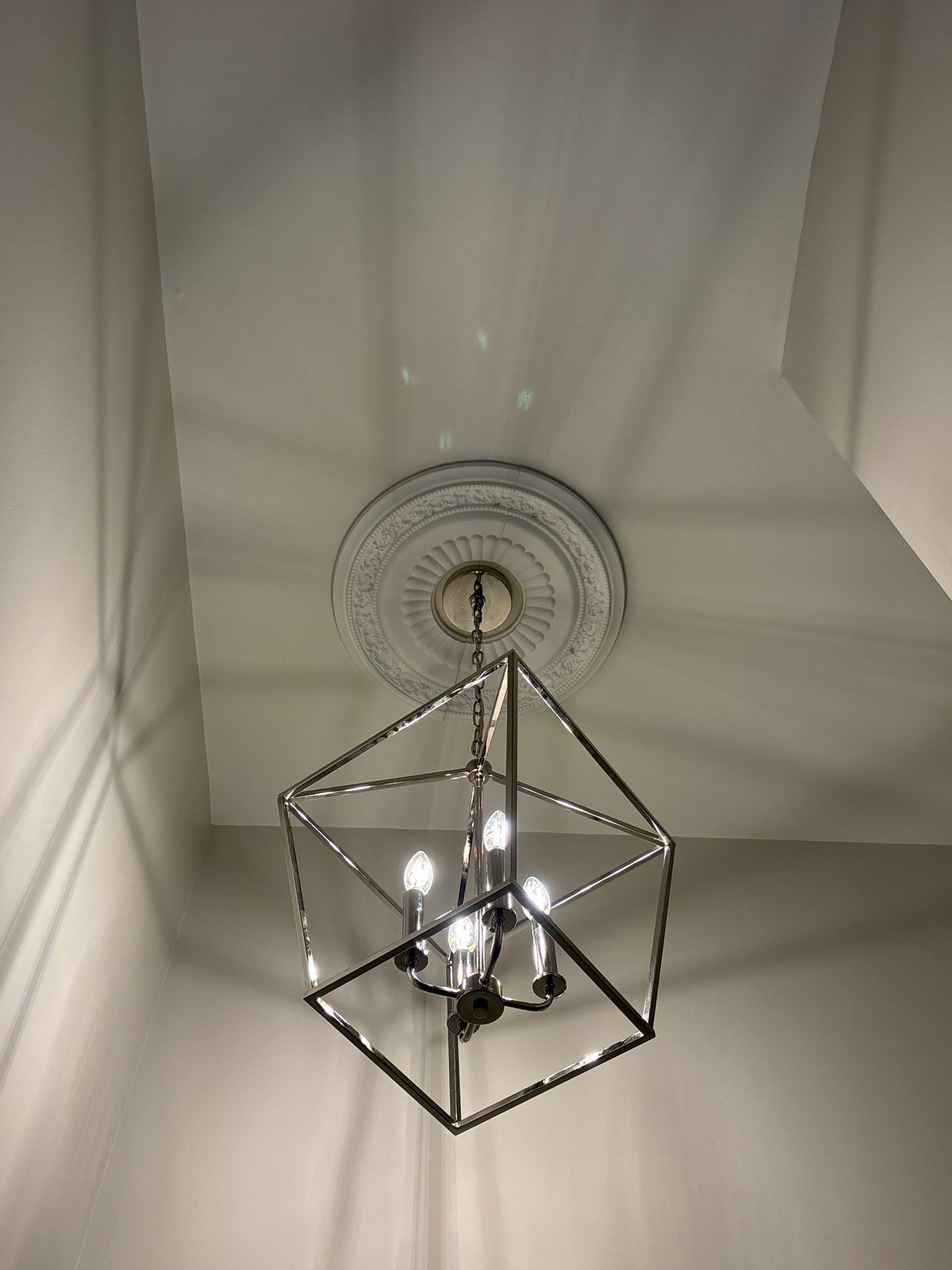  Geometric Cube Pendant Chandelier install by Spartan Home Pros