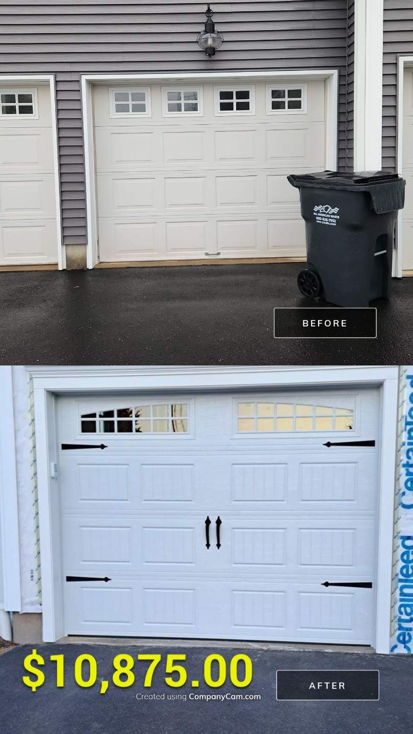 Garage Door Upgrade with Classic Style & Window Accents by DiGiorgi Roofing and Siding Inc