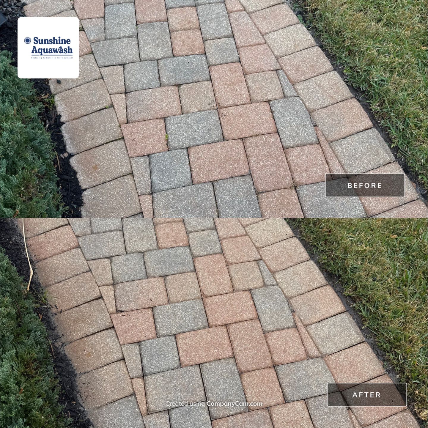 Oil & Tar Removal from Paver Driveway & Entryway by Sunshine AquaWash