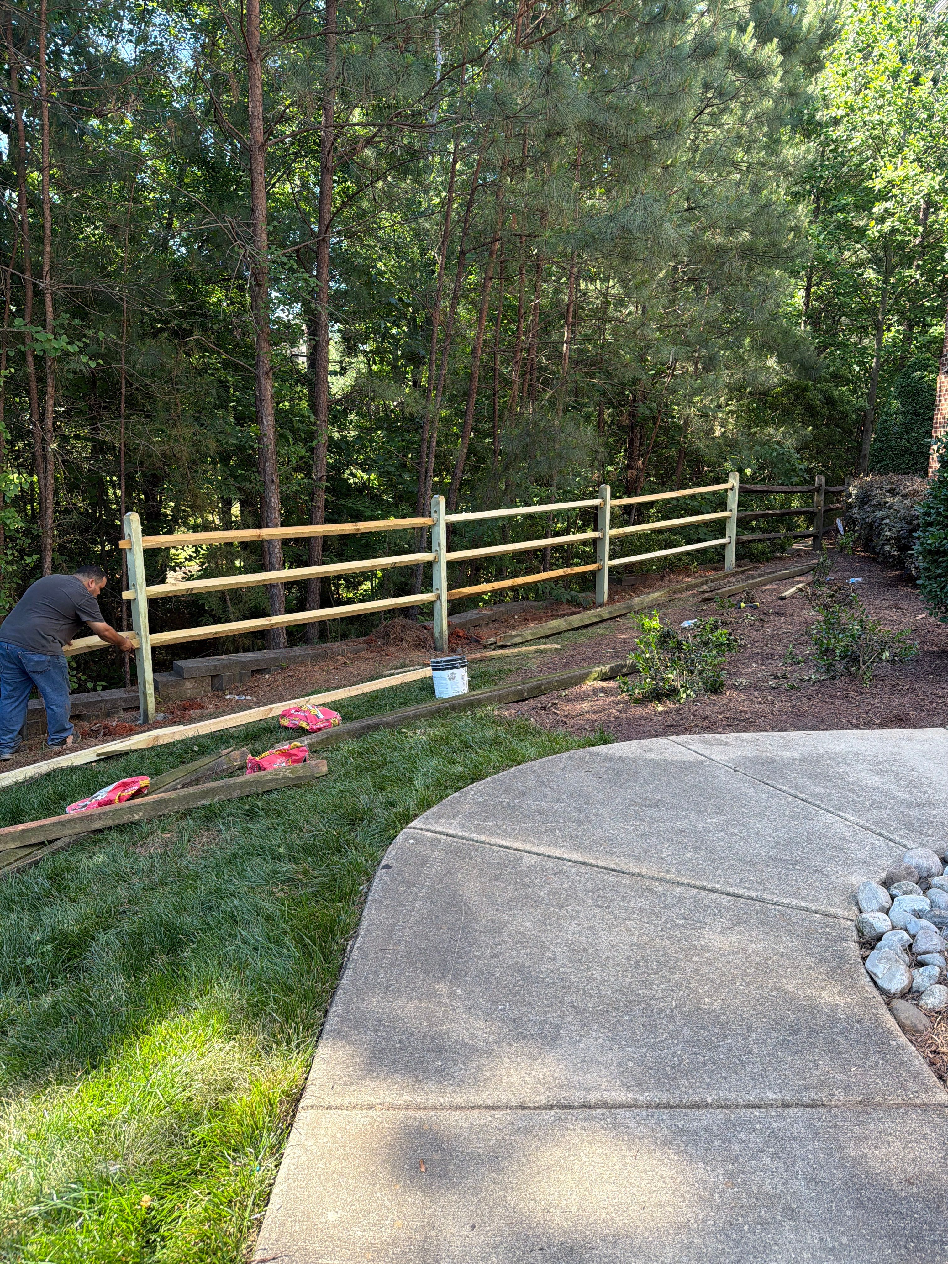 Split Rail Fence Repair – Windsor at Tryon Village by Billy Weatherspoon Contractor