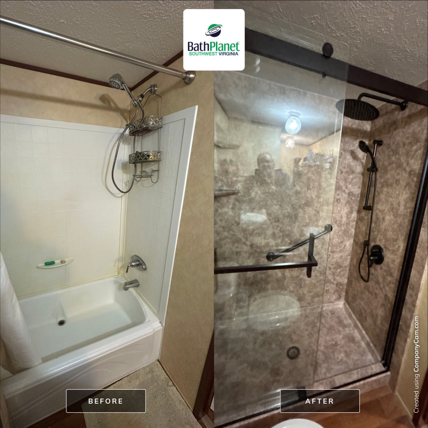 Tub to Shower in River Rock by BathPlanet SW Virginia