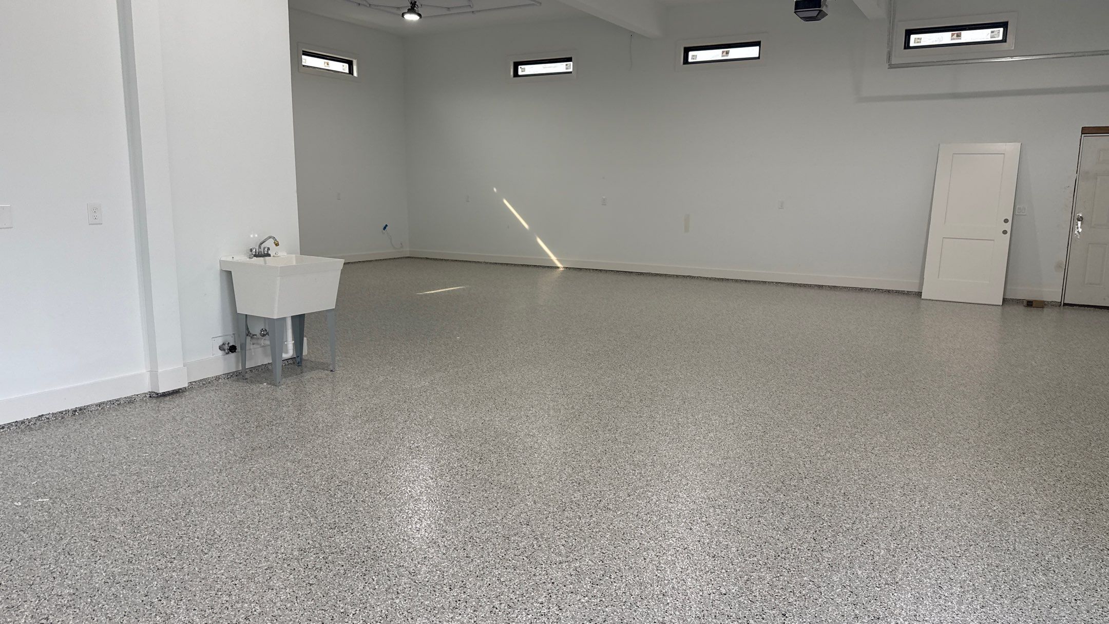 Chris Made The Great Choice Of Cabin Fever Flake Floor by Banner Garage