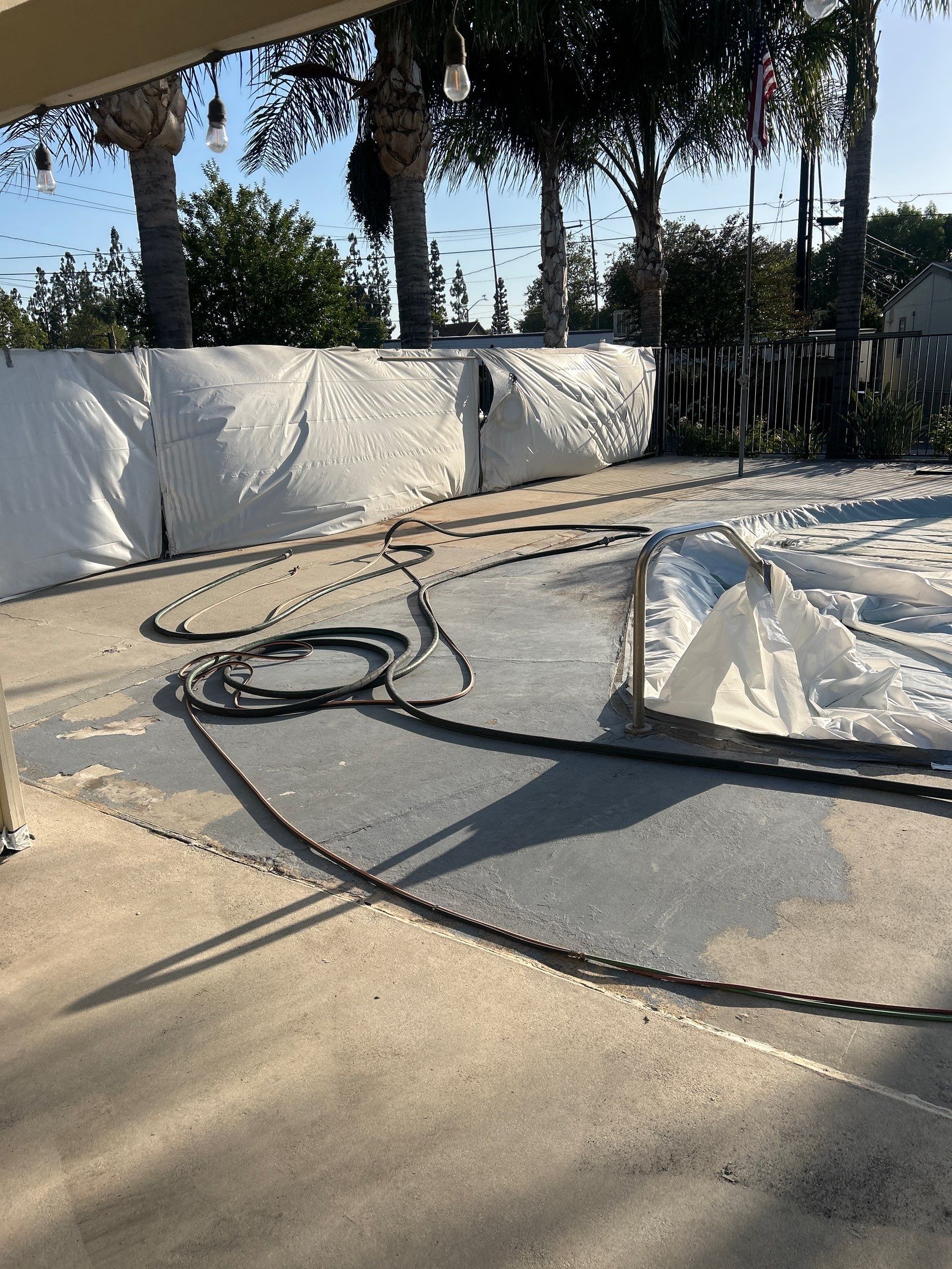 Sandblasting Paint Off Concrete Pool Deck In Rancho Cucamonga, CA by La Power Washing Inc