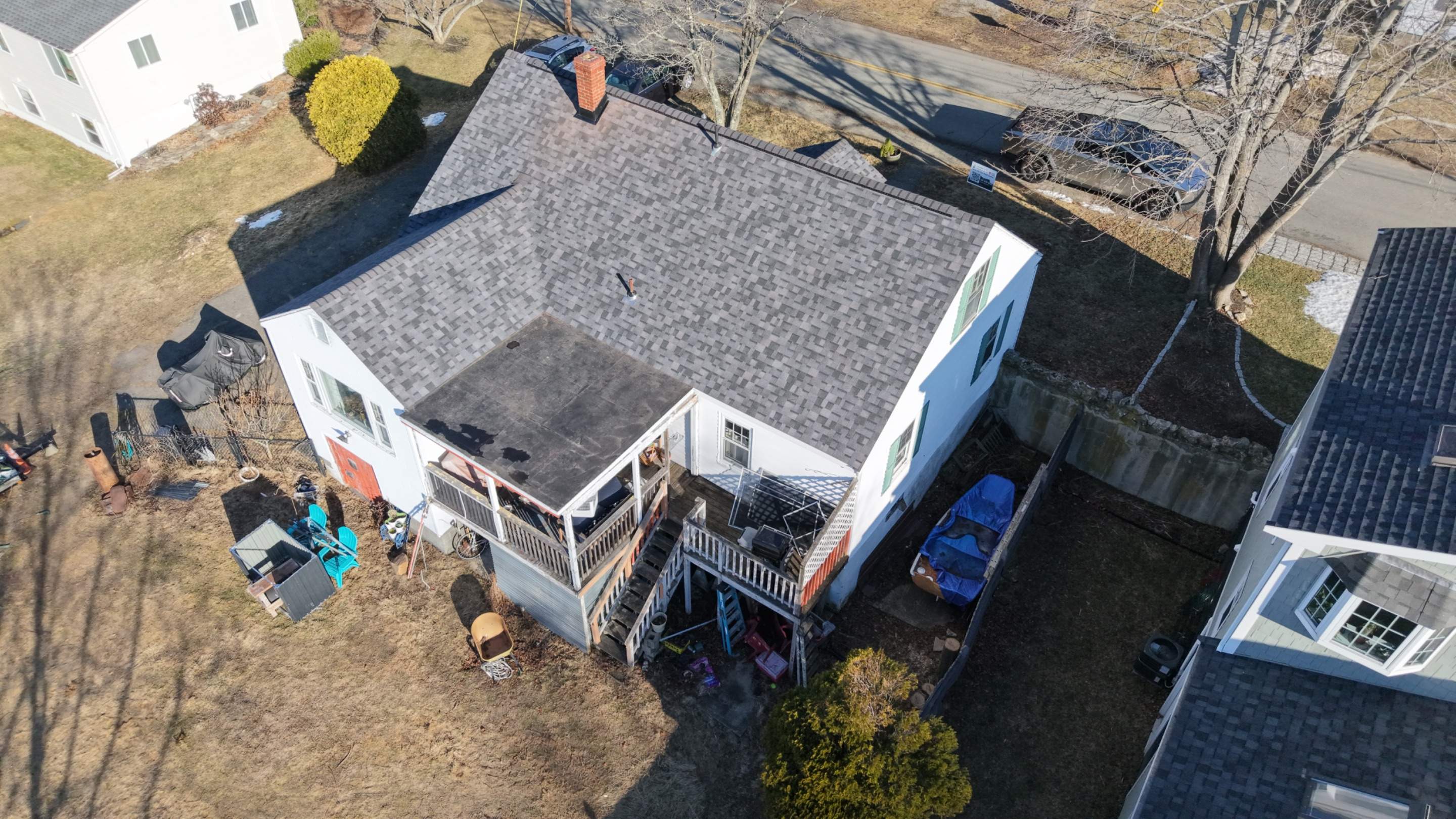 Skylight Removal & Full Roof Replacement in Salisbury, MA – Owens Corning Duration Designer, Midnight Plum by JOHNNYS PRO