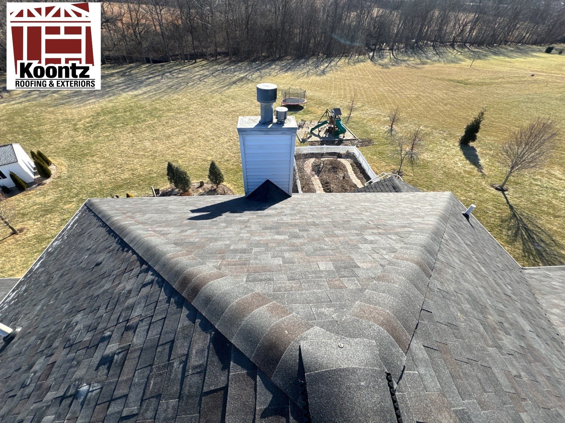 Residential Roofing Installation using Malarkey Vista AR Shingles (Black Oak) by Koontz Construction