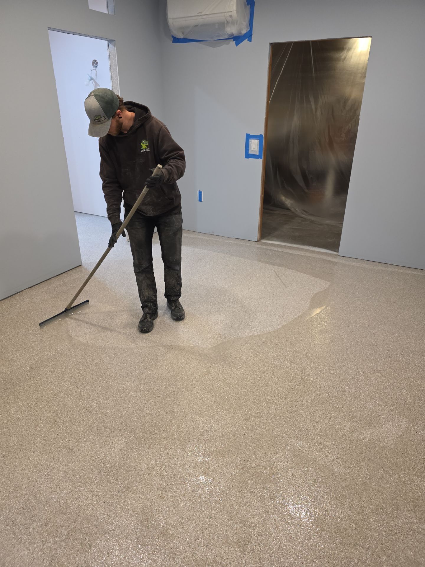 Custom Polyaspartic Basement Floor Coating System in Deer Park by Croc Coatings, LLC