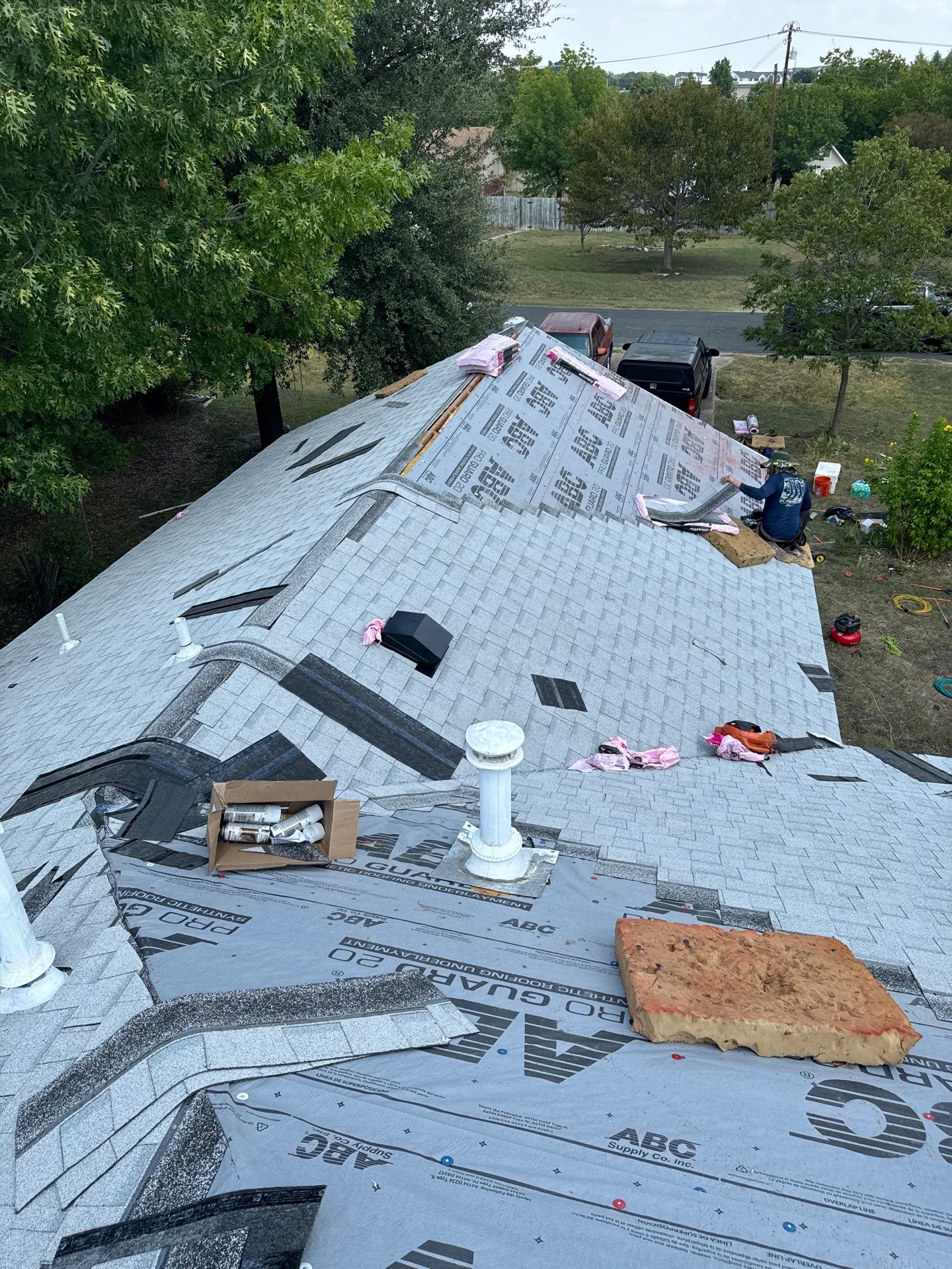 Residential Roof Replacement using Owens Corning - Duration - Shasta White by Action Exteriors Austin