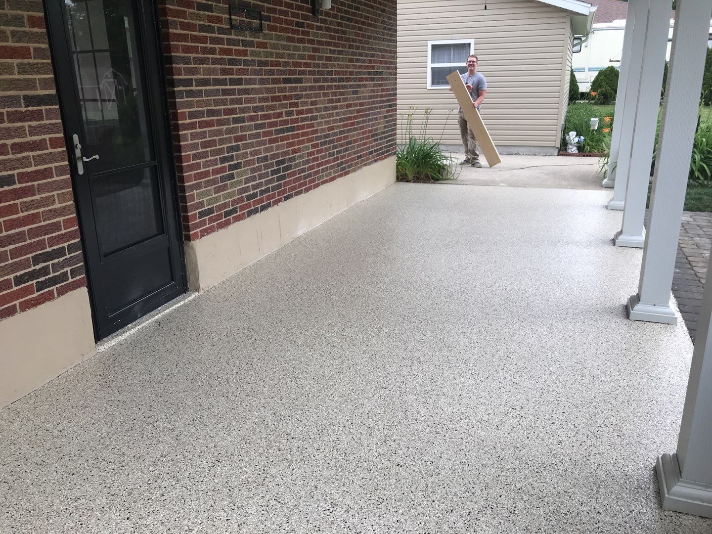 Garage Floor and Patio using Driftwood by Your1DayFloor.com