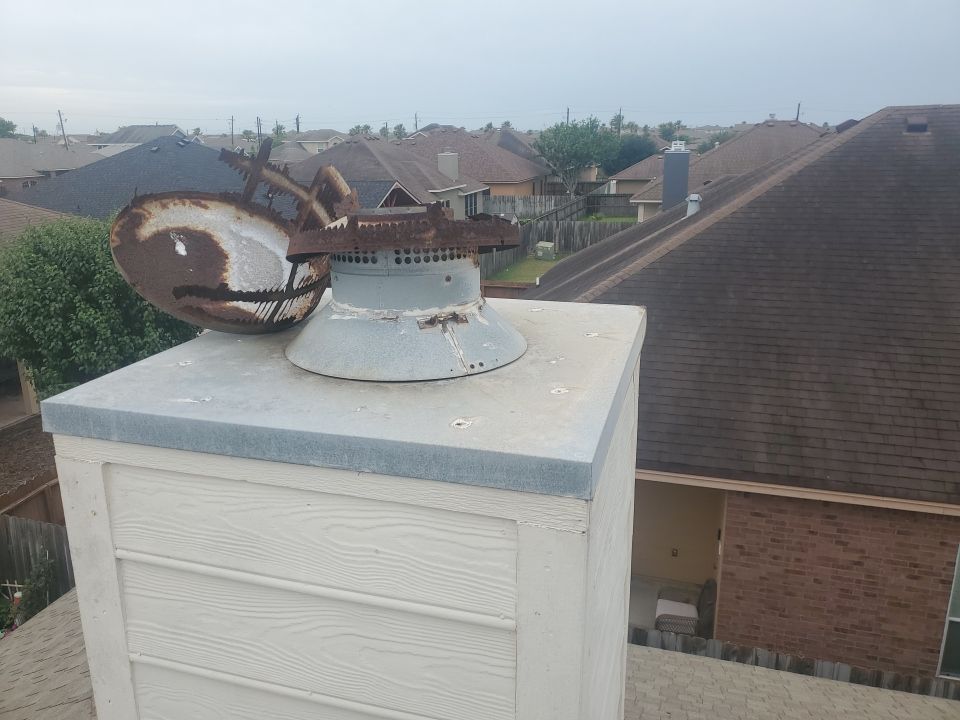 Chimney Cap Replacement using Custom Fabricated Stainless Steel by Lighthouse Roofing