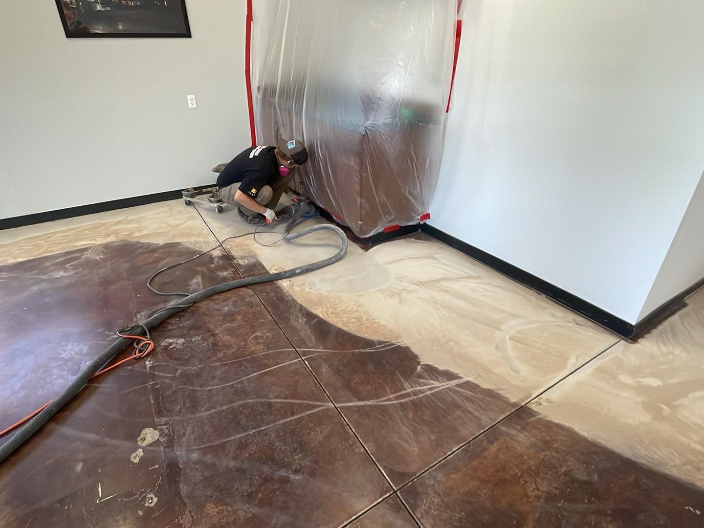Equipment Share Commercial Floor Transformation using Smoke w/ 5% Orange by Croc Coatings, LLC