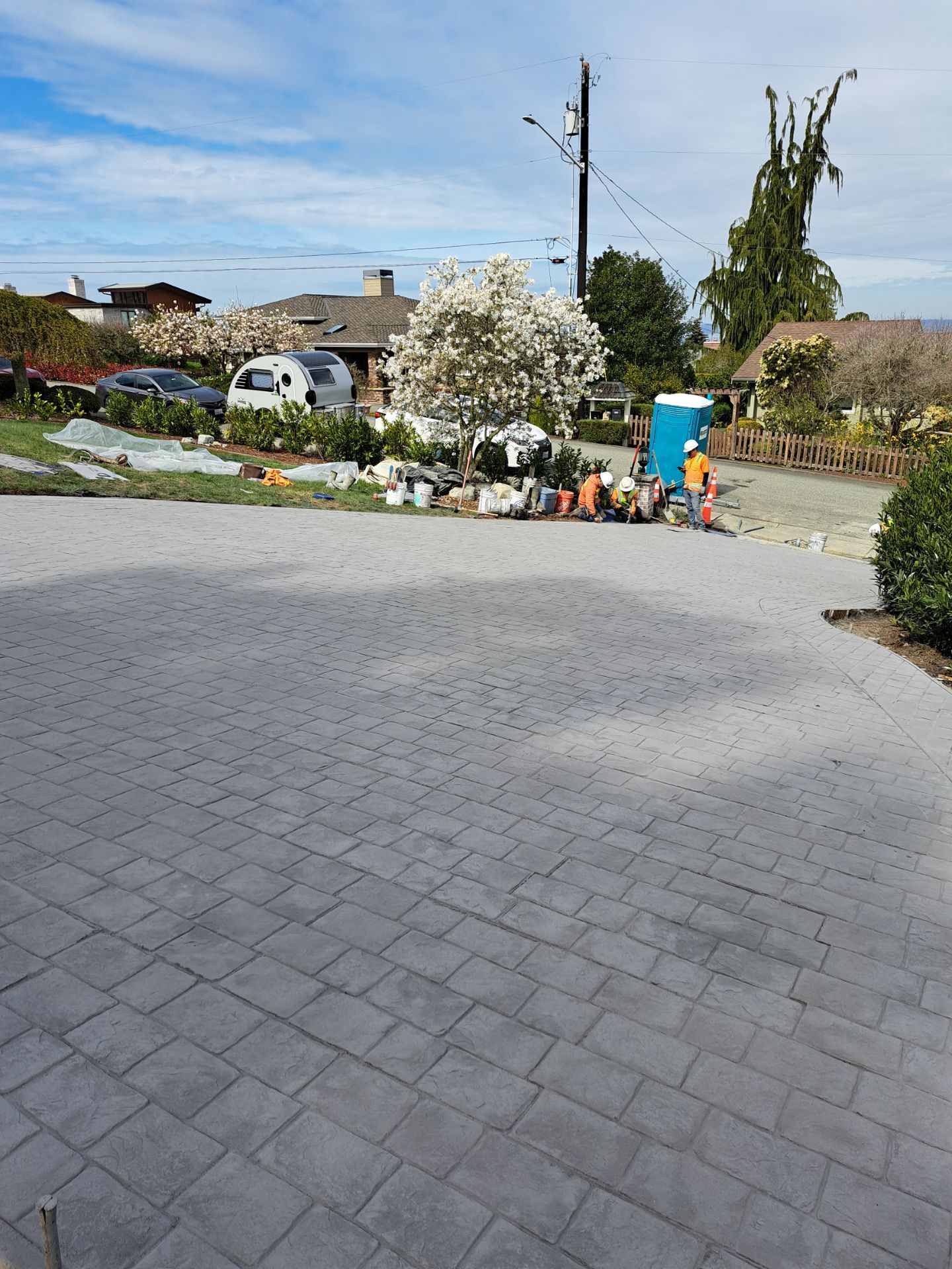 John | Stamped Concrete Driveway Makeover by Jireh Asphalt & Concrete Inc 