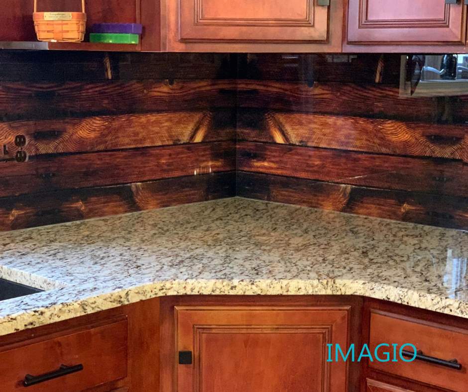IMAGIO Nailed Oak Solid Glass Kitchen Backsplash by IMAGIO