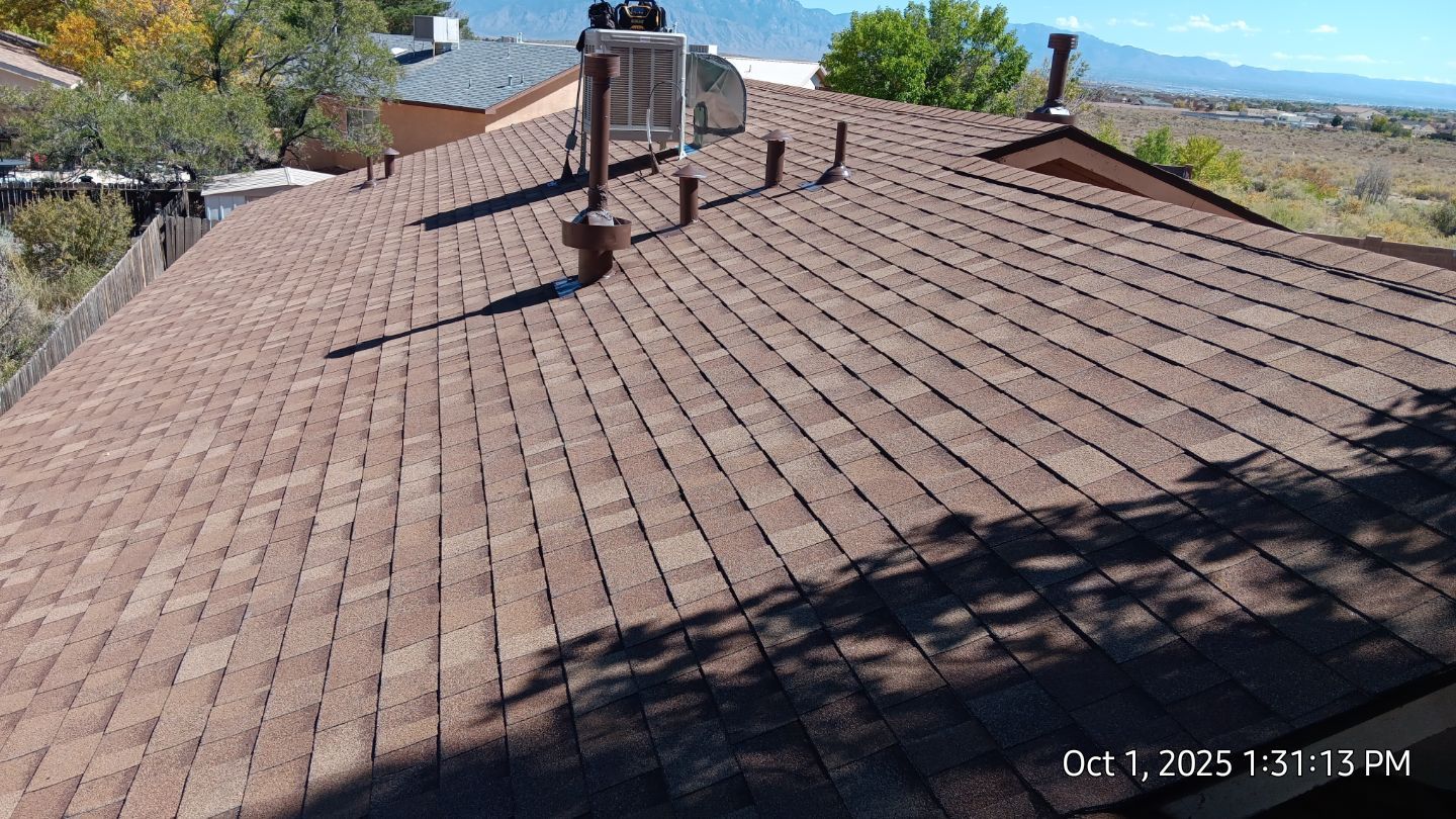 Oakridge Desert tan shingles in Chimayo Meadows by Doyle Roof Masters Inc