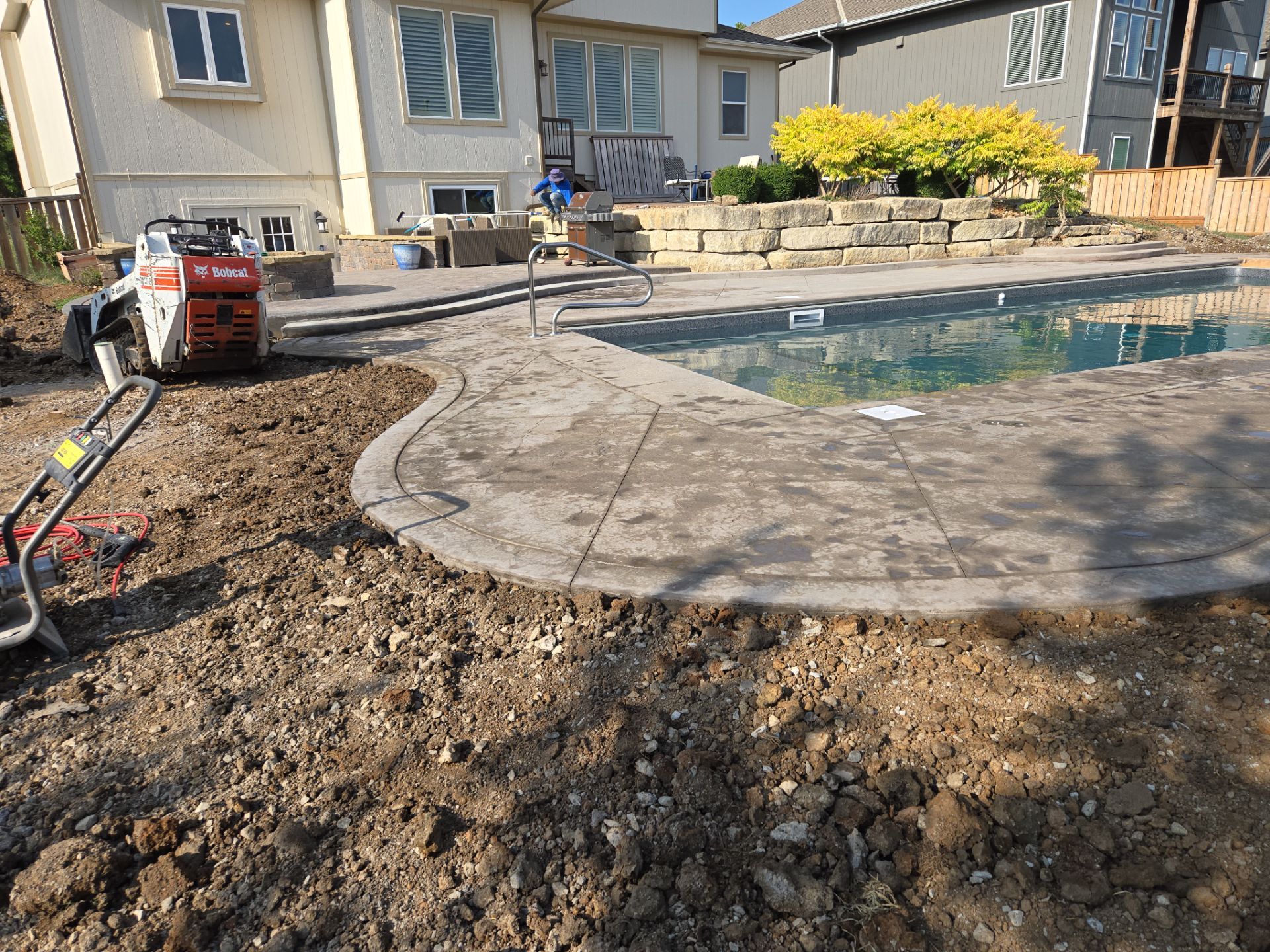 Back Yard Pool Patio by LAND ESCAPES LLC