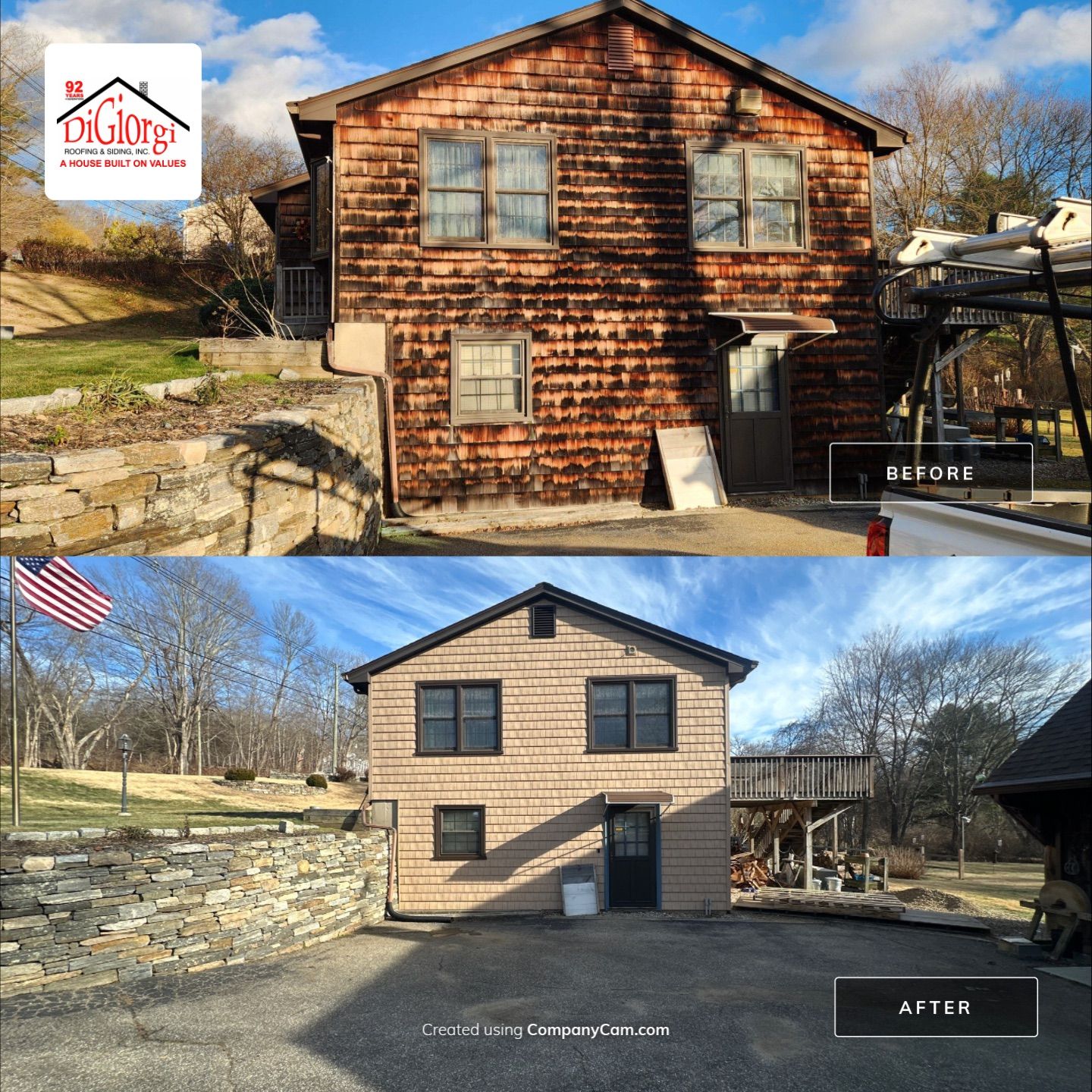 Cedar siding update with Cert. Cedar Impressions D/7 Perfection, Straight Bottom, Natural Blend by DiGiorgi Roofing and Siding Inc