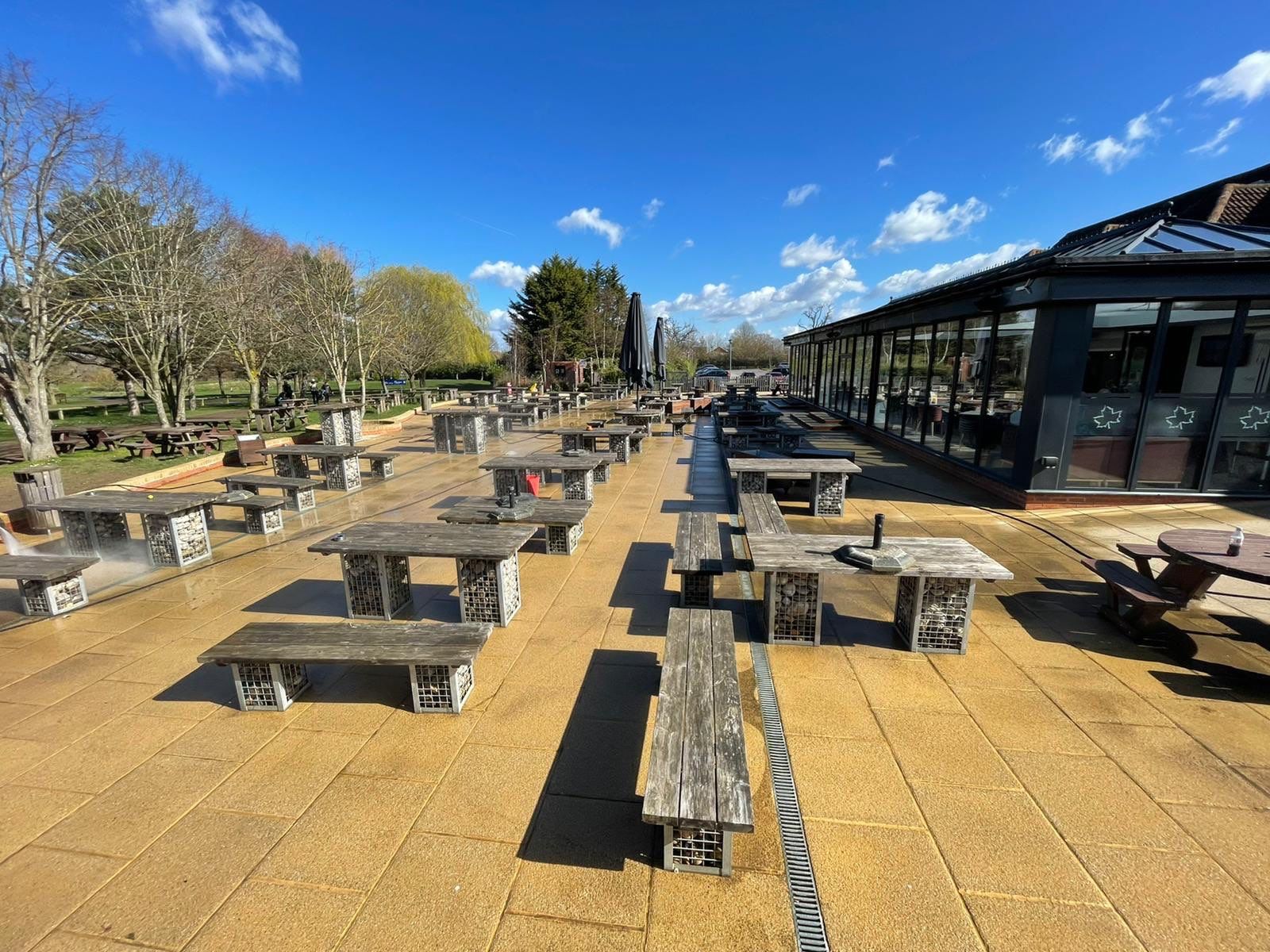 Patio Area Spring Clean using Mosmatic Flat Surface Cleaner by Ges Exterior Cleaning ltd