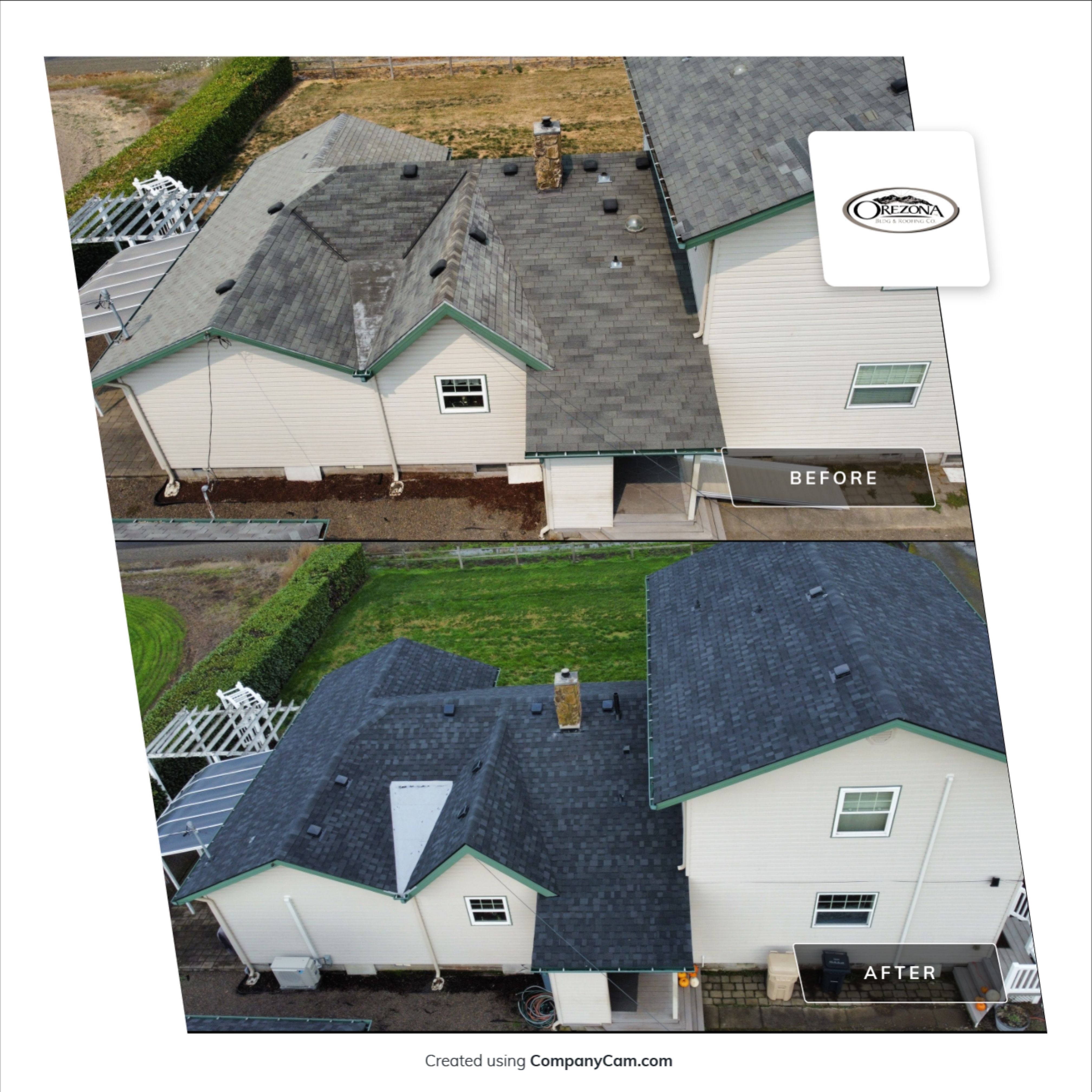 Residential Roofing Installation using IKO Dynasty (Color: Granite Black) by Orezona Building & Roofing Company, Inc.