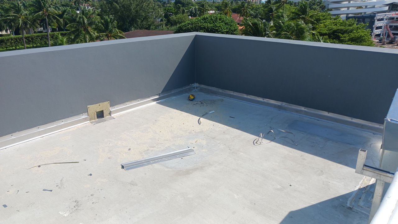Commercial Rooftop HVAC Support and Perimeter Railing Installation in Bal Harbour by AJF ROOFING INC