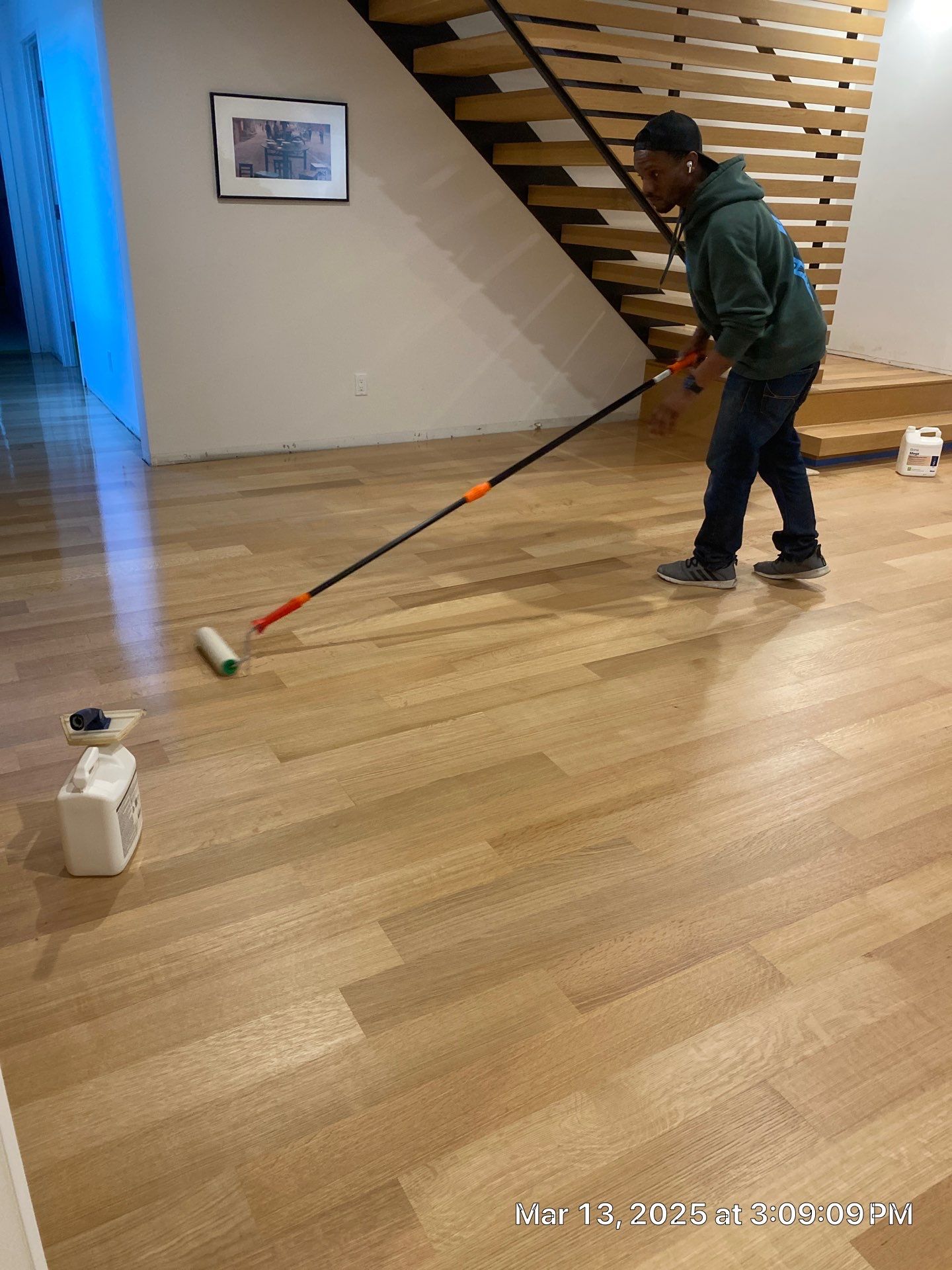 Basement Remodel using Engineered White Oak by RTBaldwin Hardwood Floors