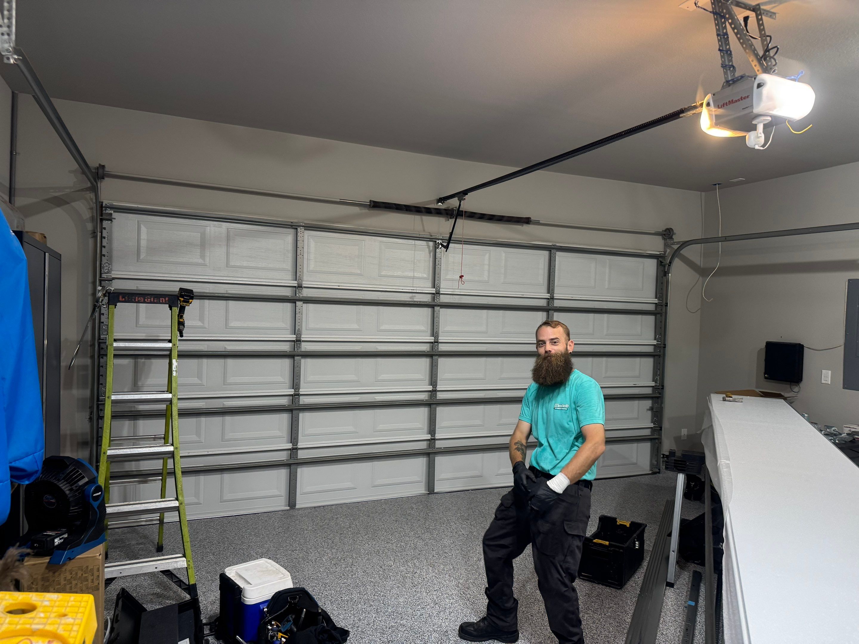 CHI High-Lift Garage Door and LiftMaster Opener Installation in Roanoke by Meadows Garage Doors