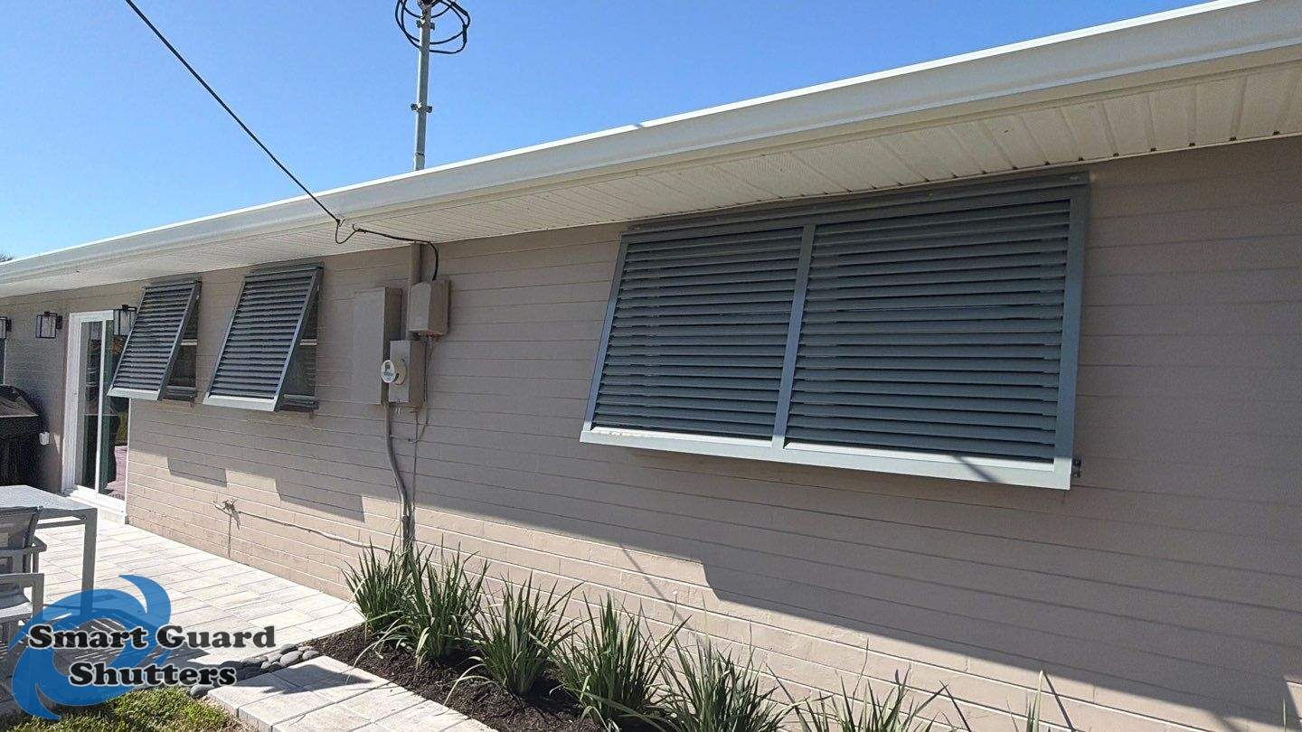 Decorative Bahamas in Mouse Gray by Smart Guard Shutters