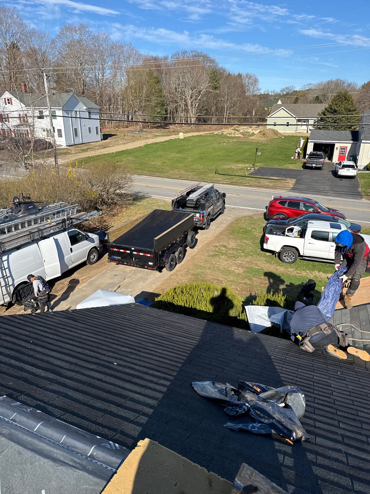 New Construction Roof Installation in Hampton, NH with CertainTeed Landmark Charcoal Black Shingles by Compass exteriors