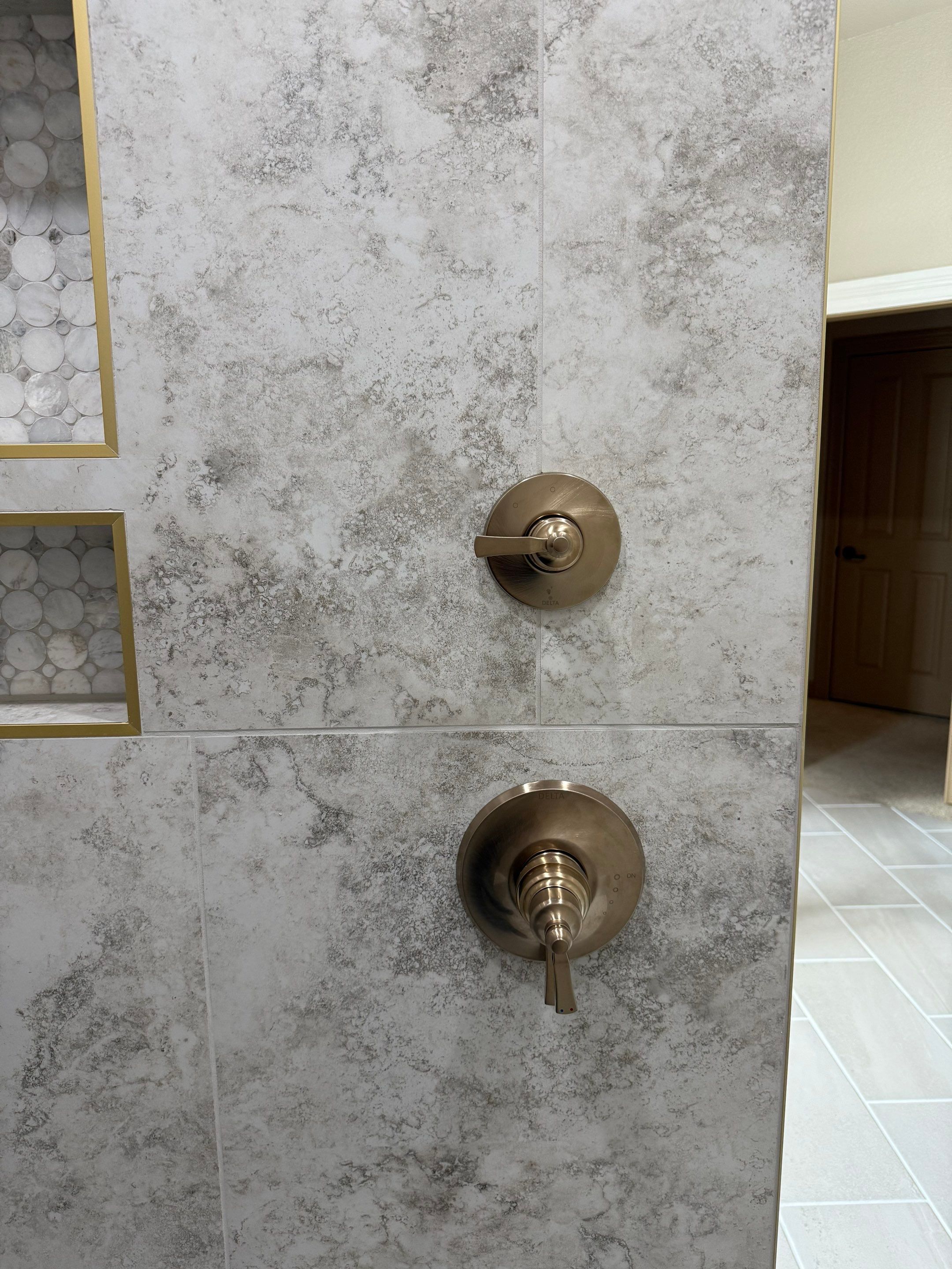 Garden Ridge Master Bathroom Remodel with Custom Walk-In Shower & Warm Green Vanity by Legacy Bath and Kitchen
