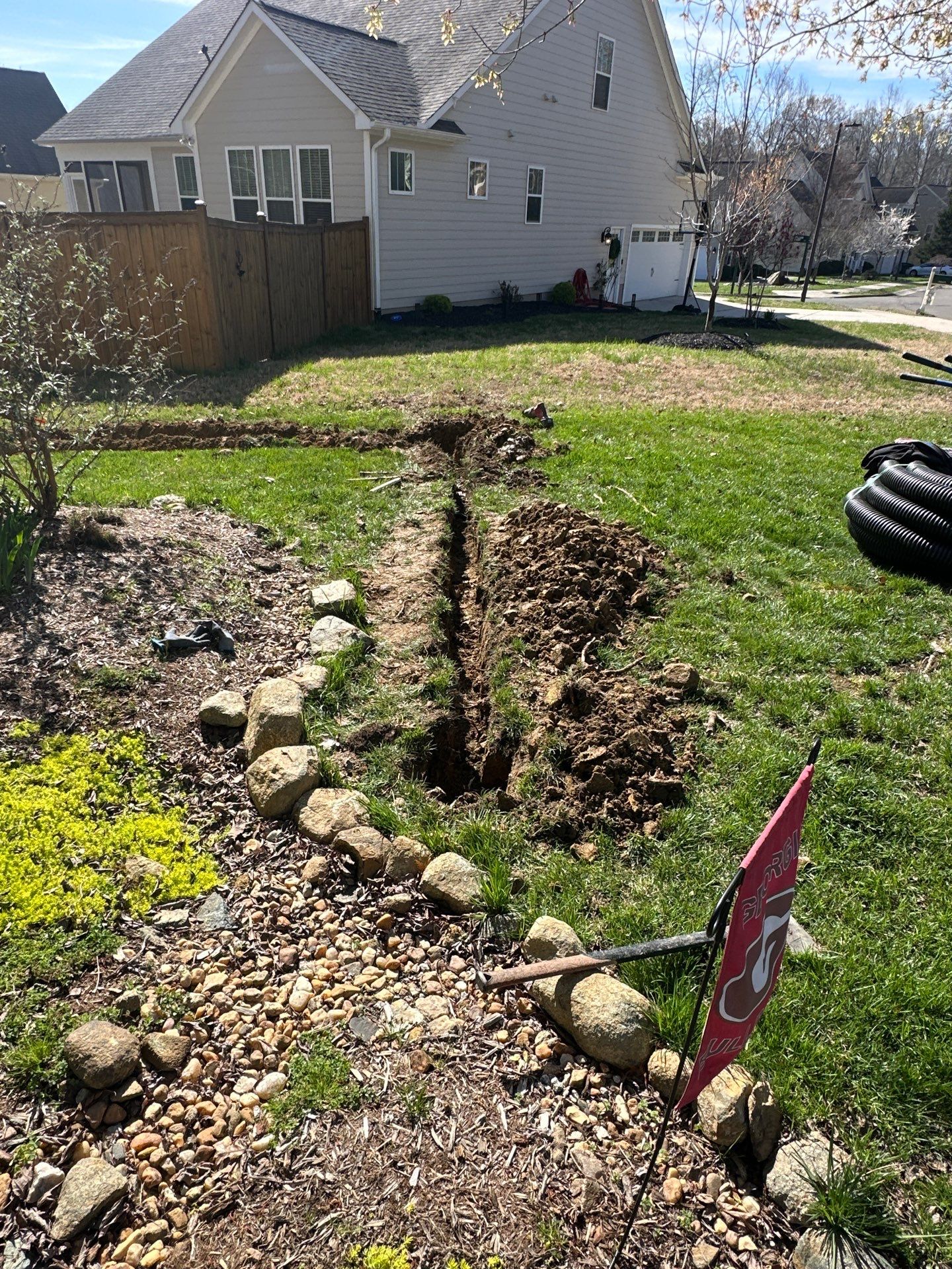 Channel drain installation Durham by Martinez Brother’s Nc Landscaping Inc