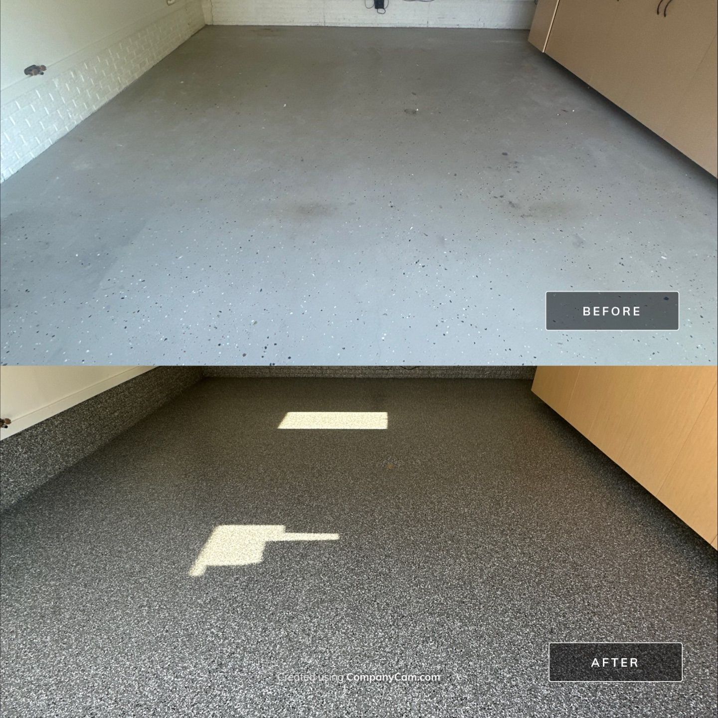 FLEXING 💪 on the Old Epoxy Coating with a Polyaspartic Coating Built to Last 💪  by Revival Concrete Coatings, LLC