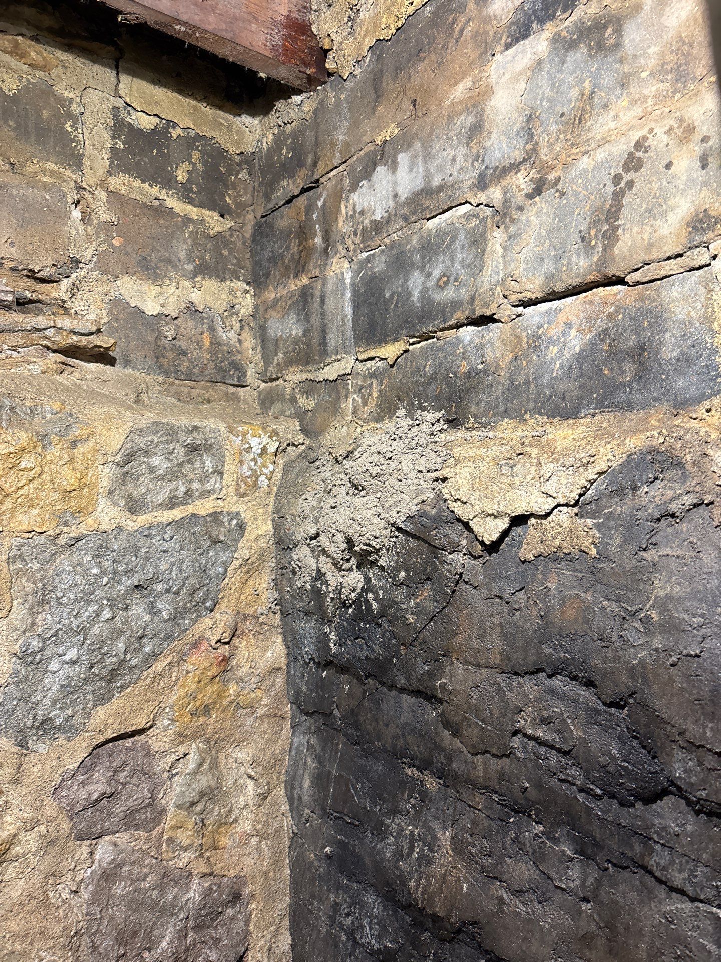 Parge Coating Drew's Stone Foundation by Waterproofing Northeast