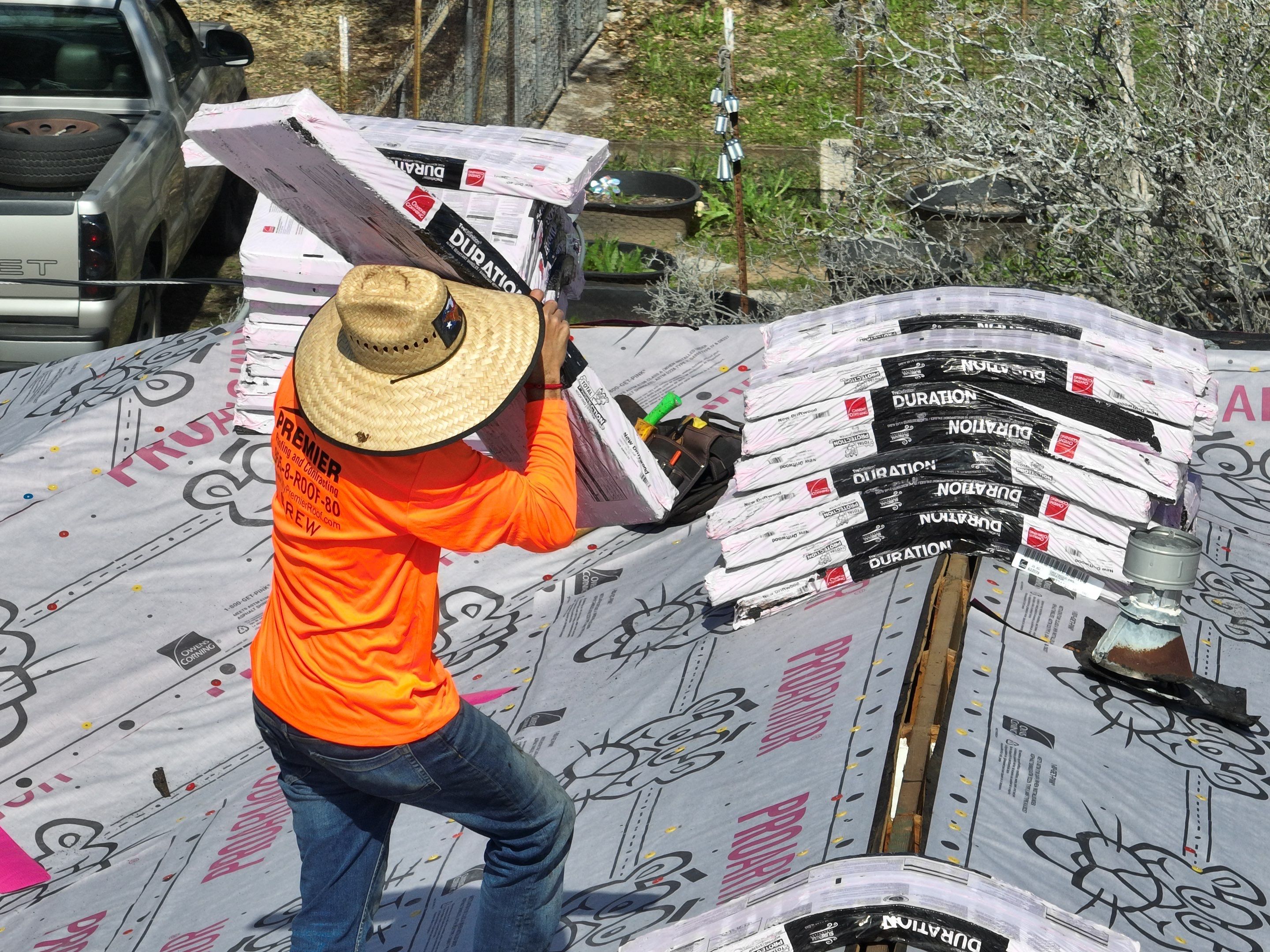 Residential Roofing Installation using Owens Corning 30 year Architectural Shingles by Premier Roofing and Contracting