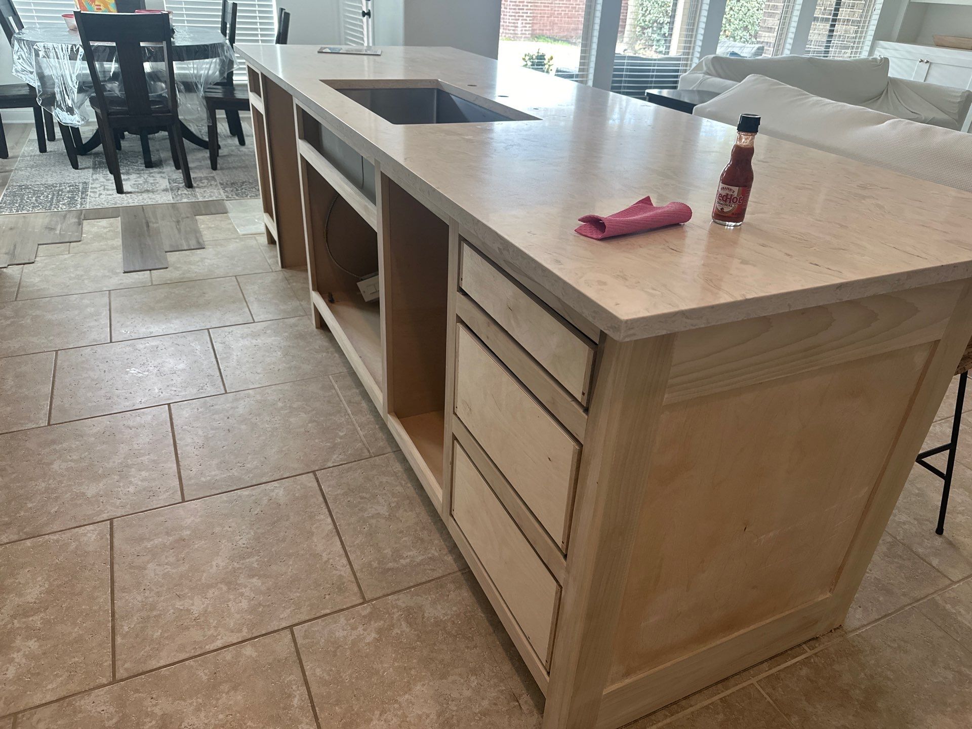Kitchen Remodel using Water mitigation equipment by L&T General Contractors and Restoration INC