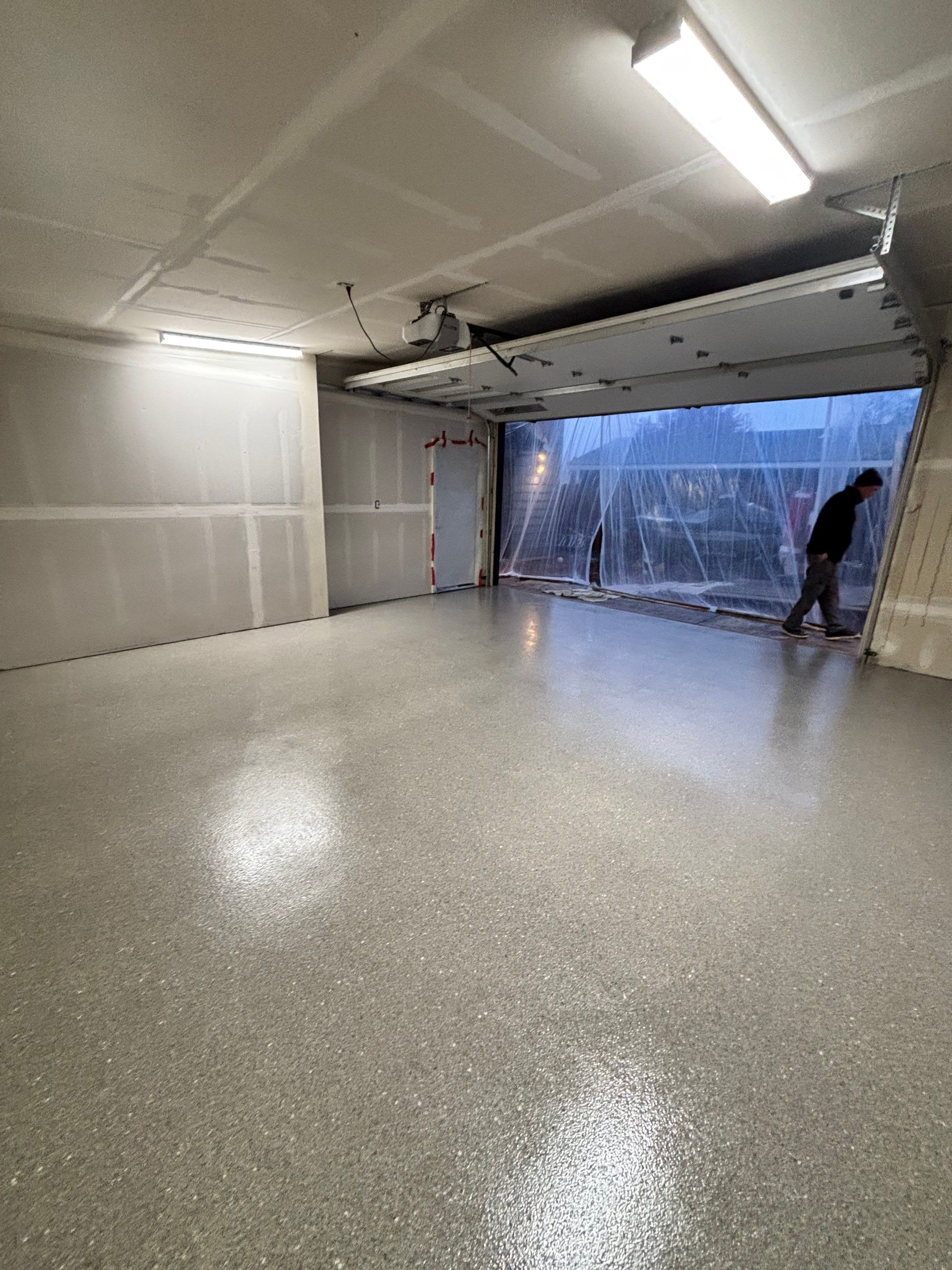 Garage Transformation using Travertine by Croc Coatings, LLC