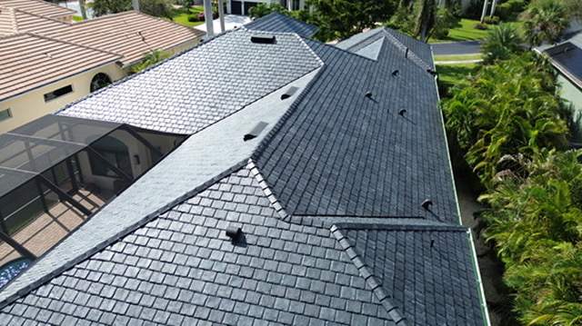 Residential Roofing Installation using Brava Slate Tile in Estero, Florida by International Roofing