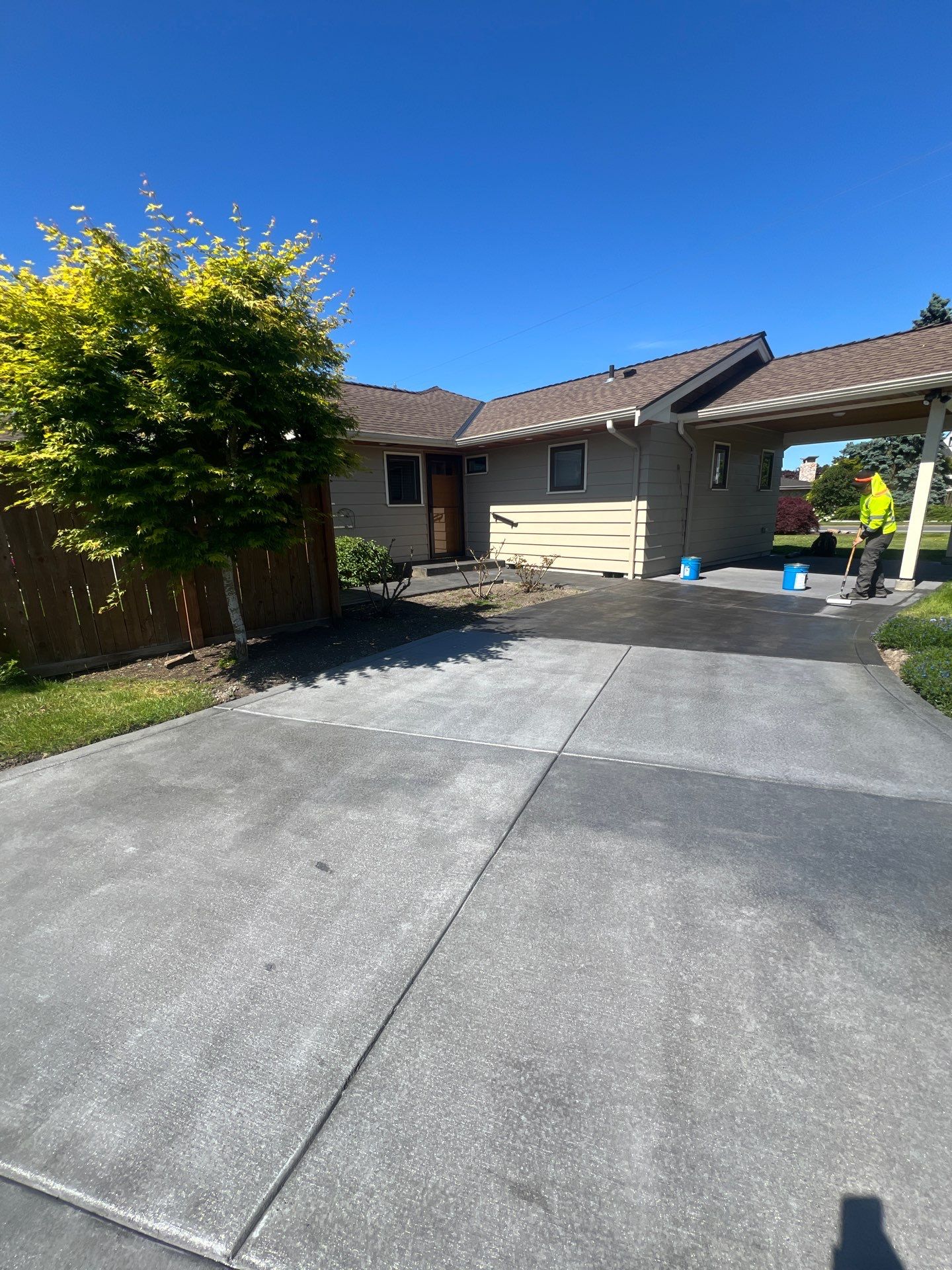 Colored Concrete Driveway Repair with Sealer| Everett    by Jireh Asphalt & Concrete Inc 