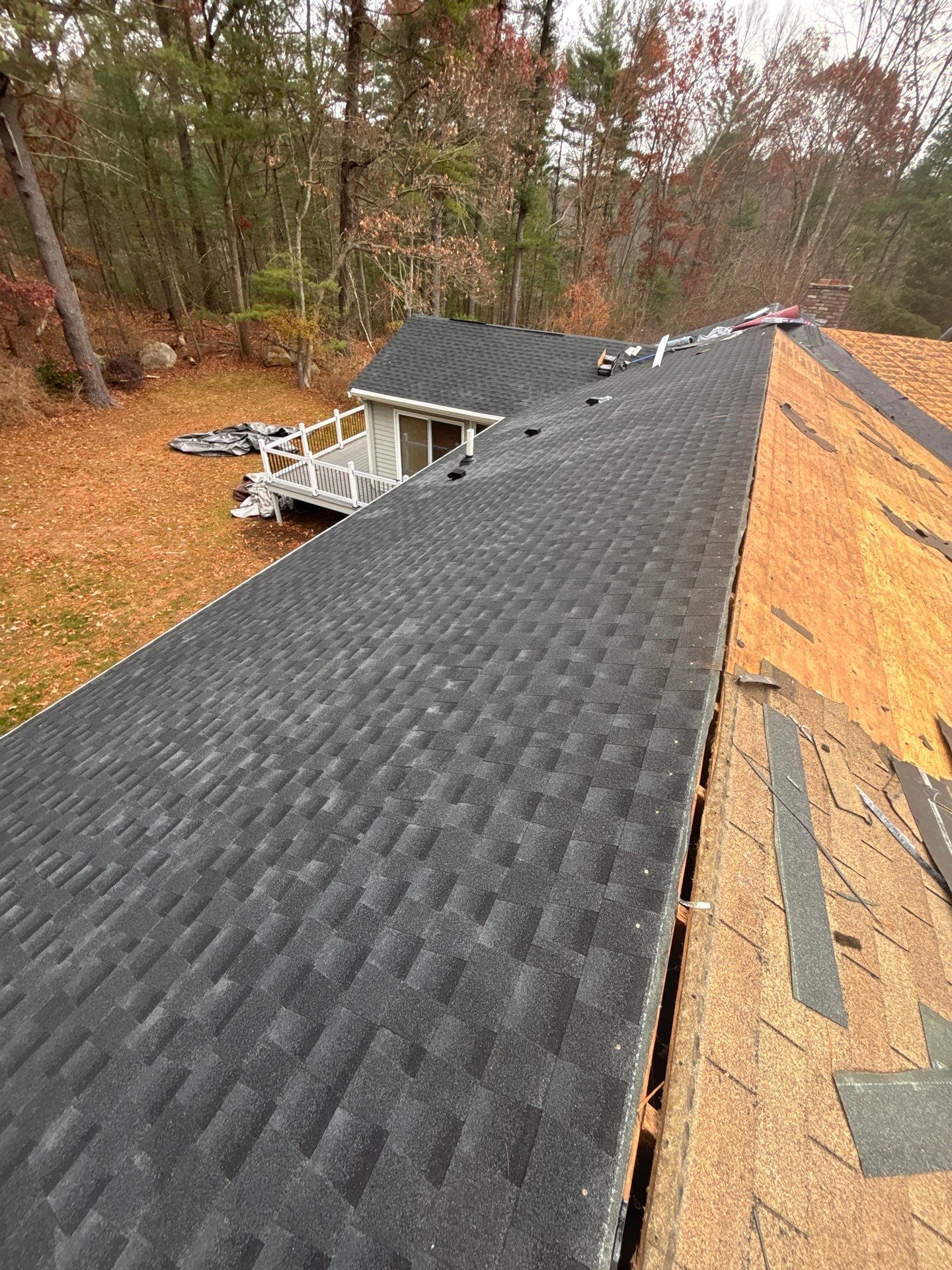 GAF Charcoal Roof Replacement with Vent Leak Repairs, PVC Fascia & Leaf Guard Gutters by Sensible Home Solutions