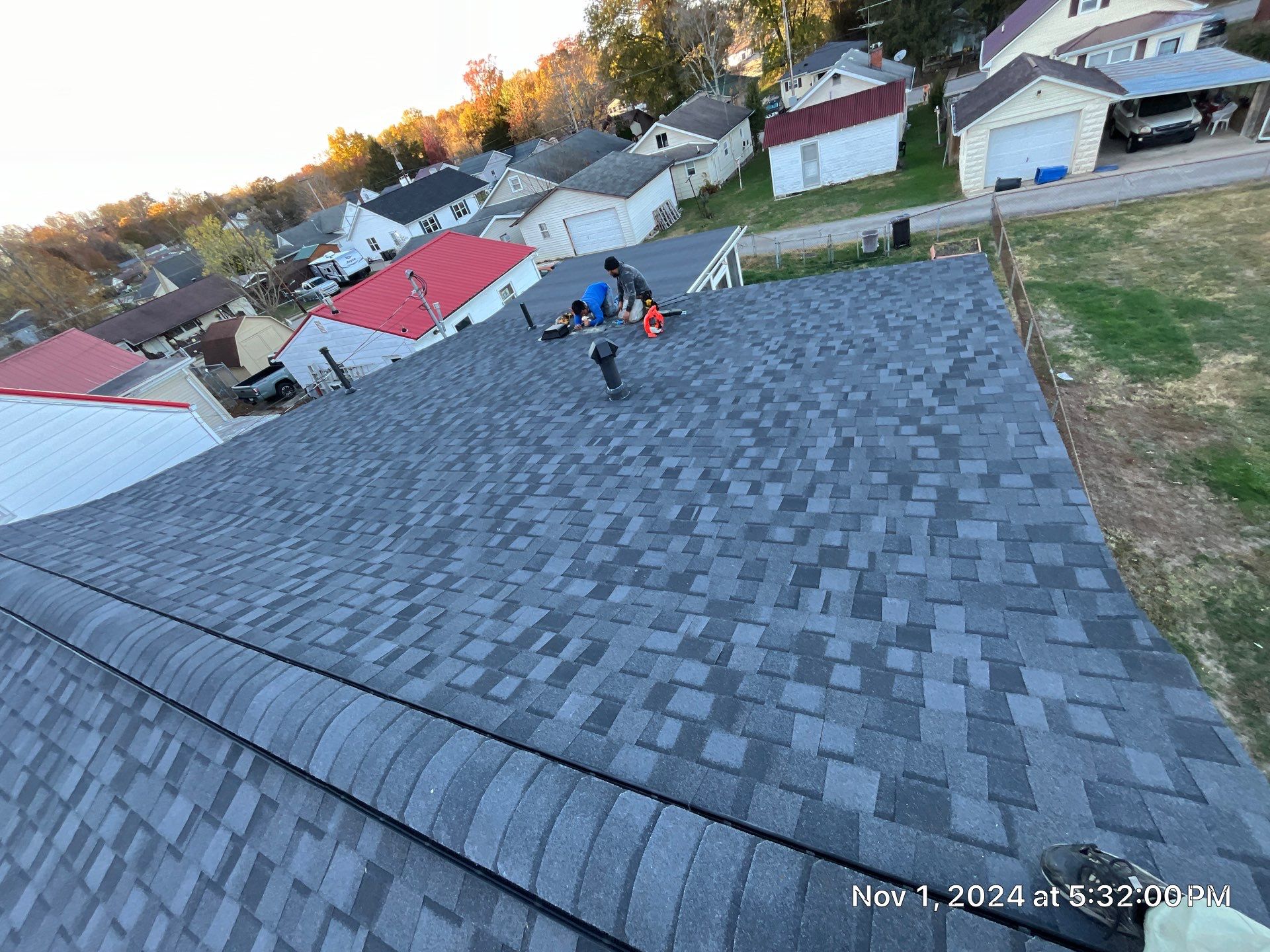 Residential Roofing Installation using Certainteed Landmark Pro Shingles blue by Fahey Roofing + Contracting