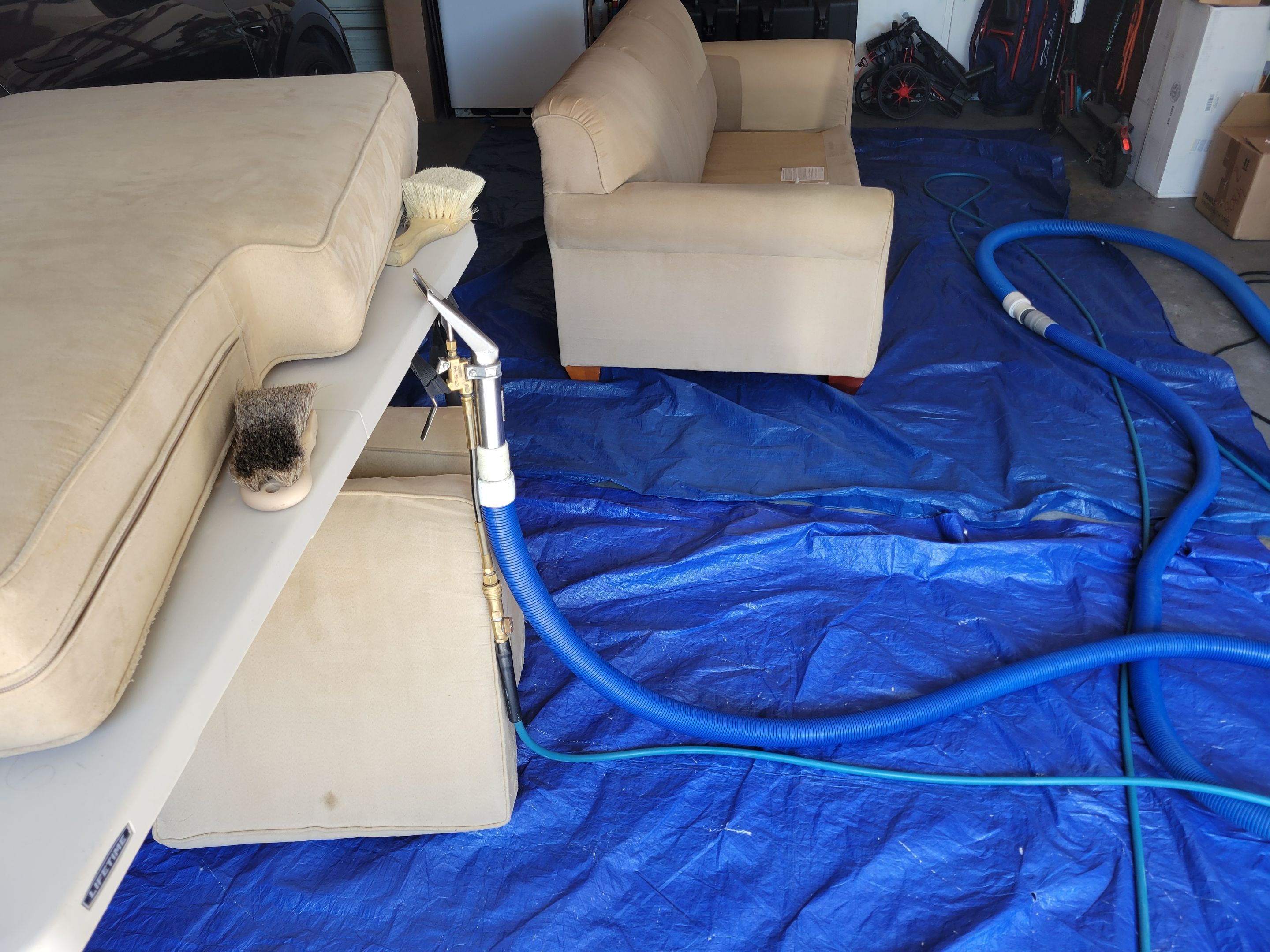 Cleaning a Sofa with Chase and a Chair by Ardent Carpet Restore LLC