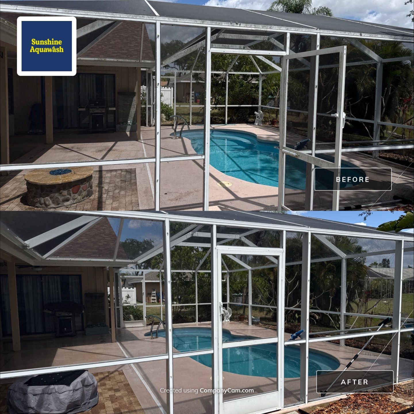 Pool Cage & Painted Pool Deck Cleaning in Sarasota, FL | Soft Wash by Sunshine AquaWash