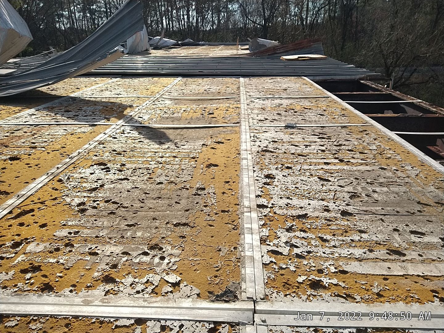 Commercial Roofing Installation using Aluminum Roofing panels by Hostetler Roofing