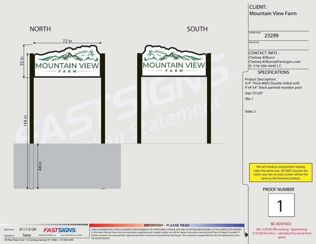 Mountain View Farm MDO Sign Installation in Gansevoort, NY by FASTSIGNS of Saratoga Springs