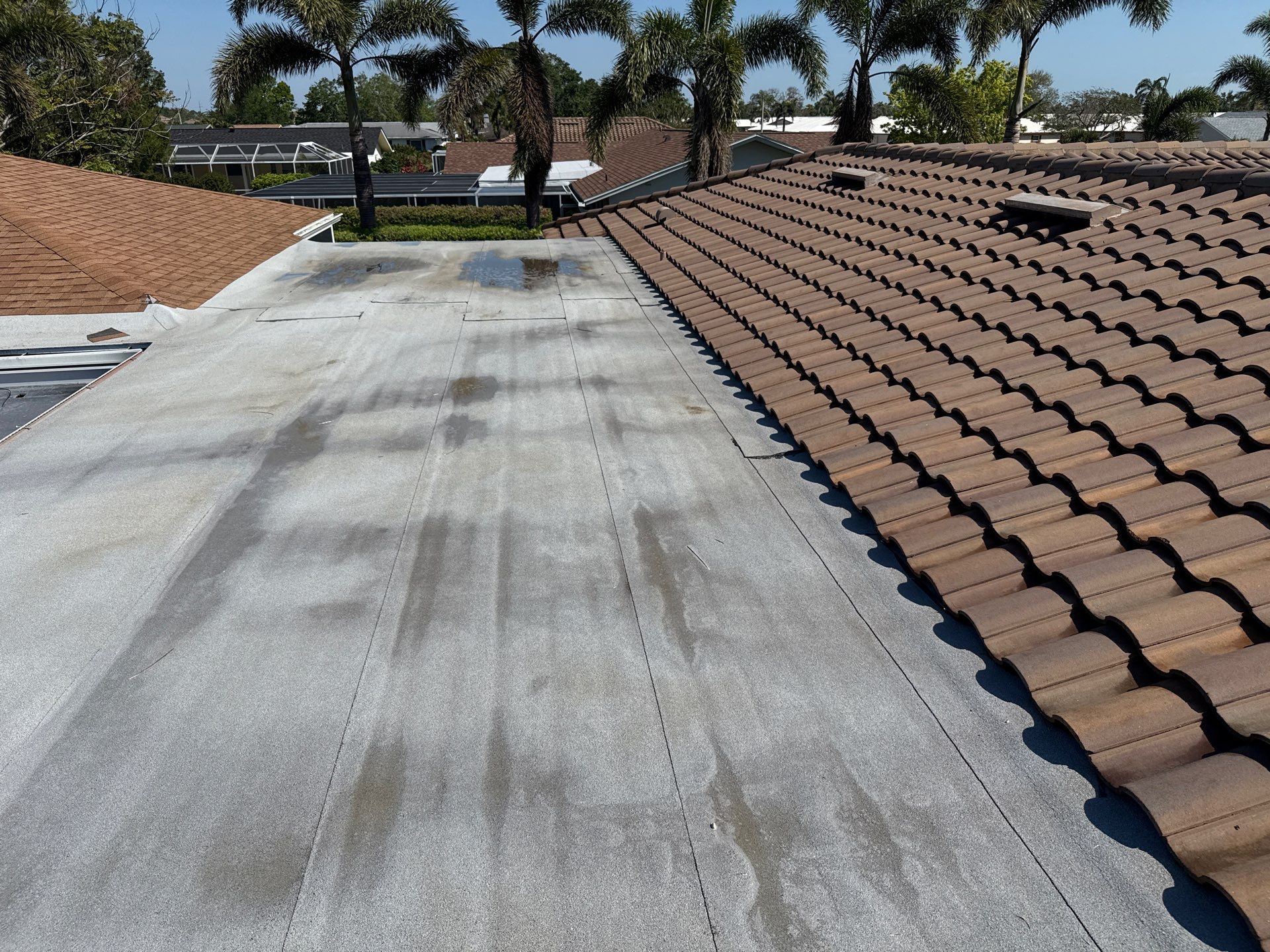 Concrete Tile Roof Cleaning in Village Green – Bradenton, FL | No Walking on Tiles! by Sunshine AquaWash