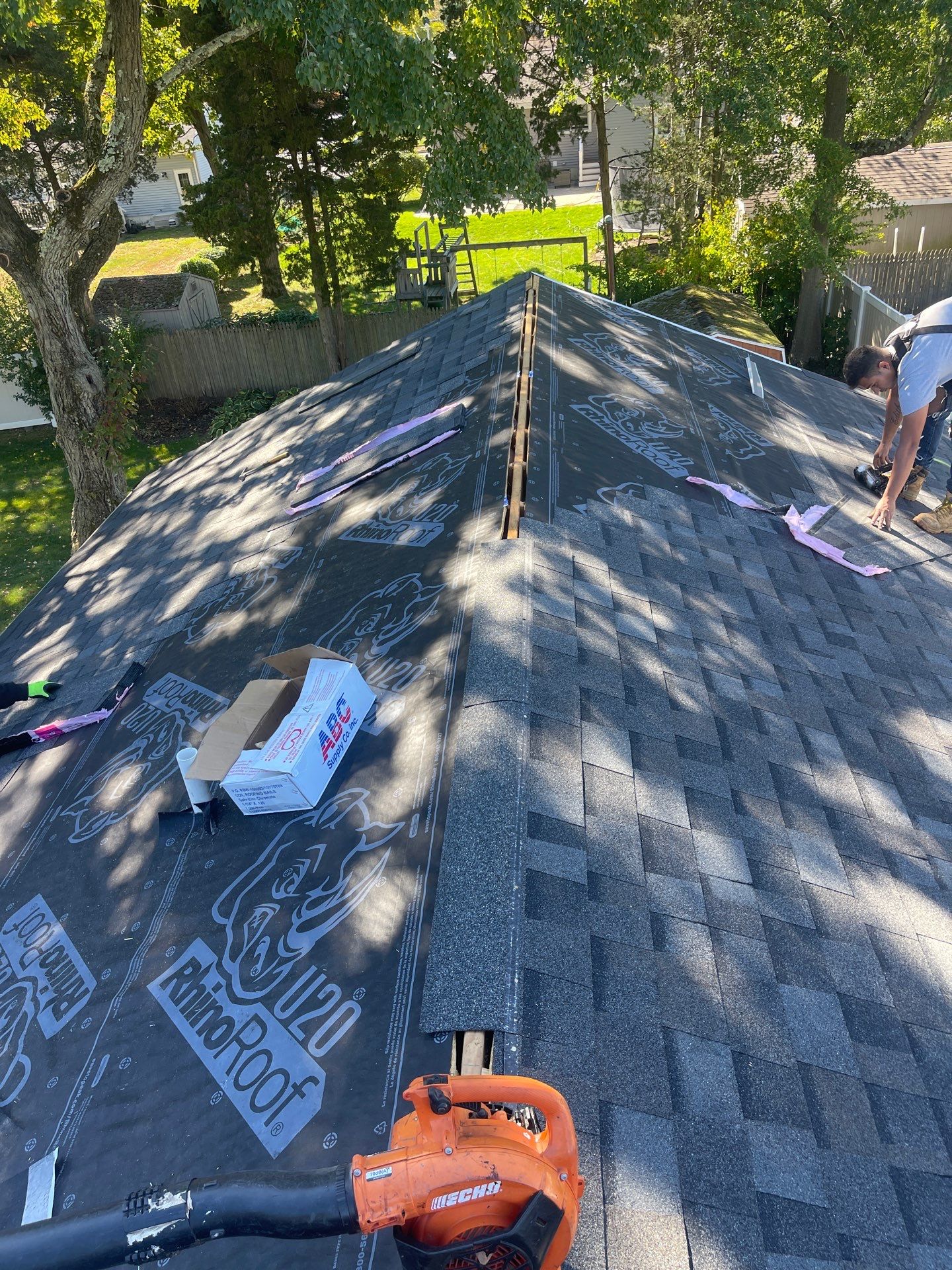 Residential Roofing Installation using Owens Corning TruDefinition Duration AR - Williamsburg Gray by A Plus Exterior