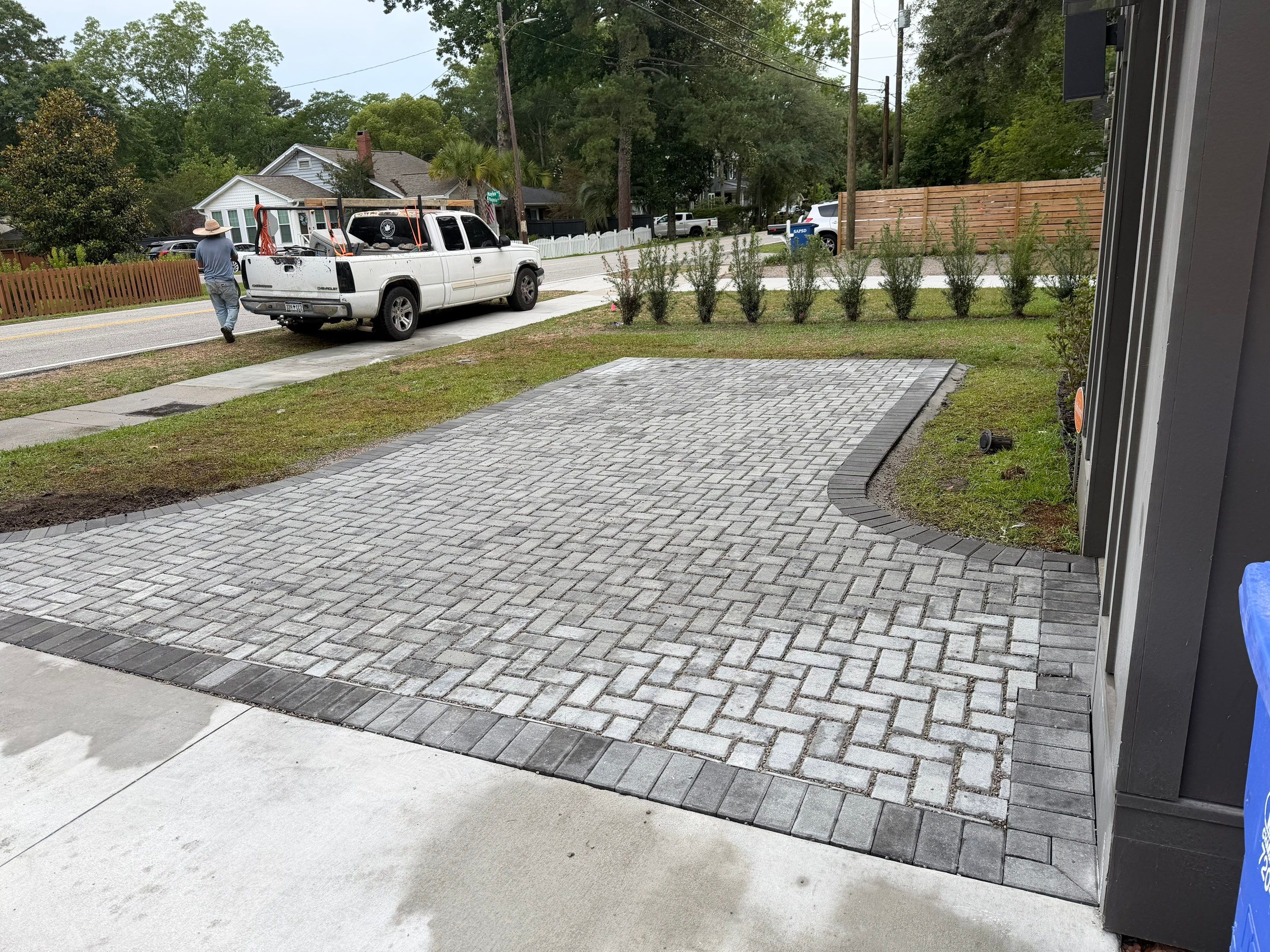 Permeable Paver Driveway Extension and Walkway in Charleston by Lowcountry Scapes, LLC