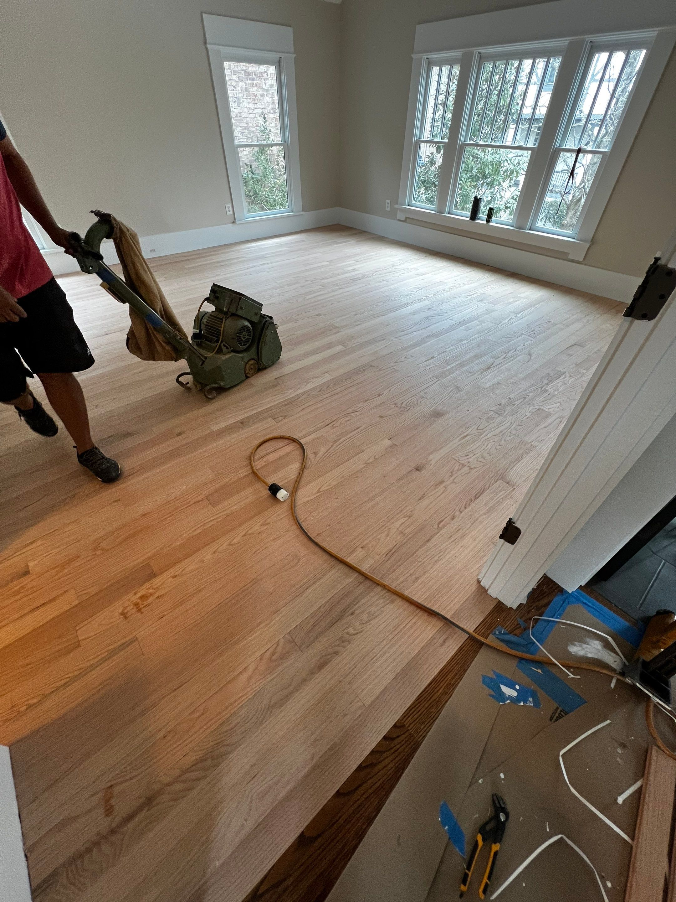 Upstairs Hardwood Flooring Installation and Custom Staining in Atlanta by Swift Home Renovations