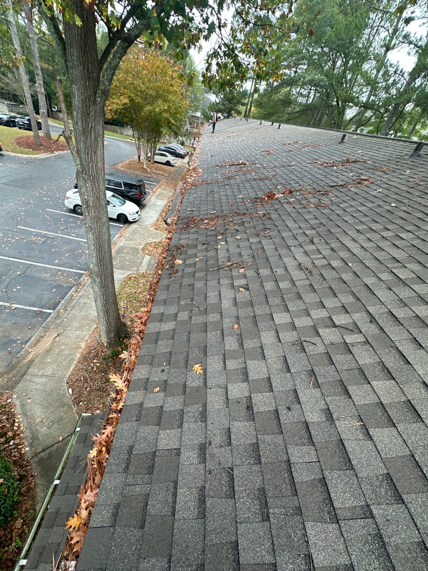Commercial gutter cleaning Marietta & Kennesaw, GA	 before photo with filled gutters