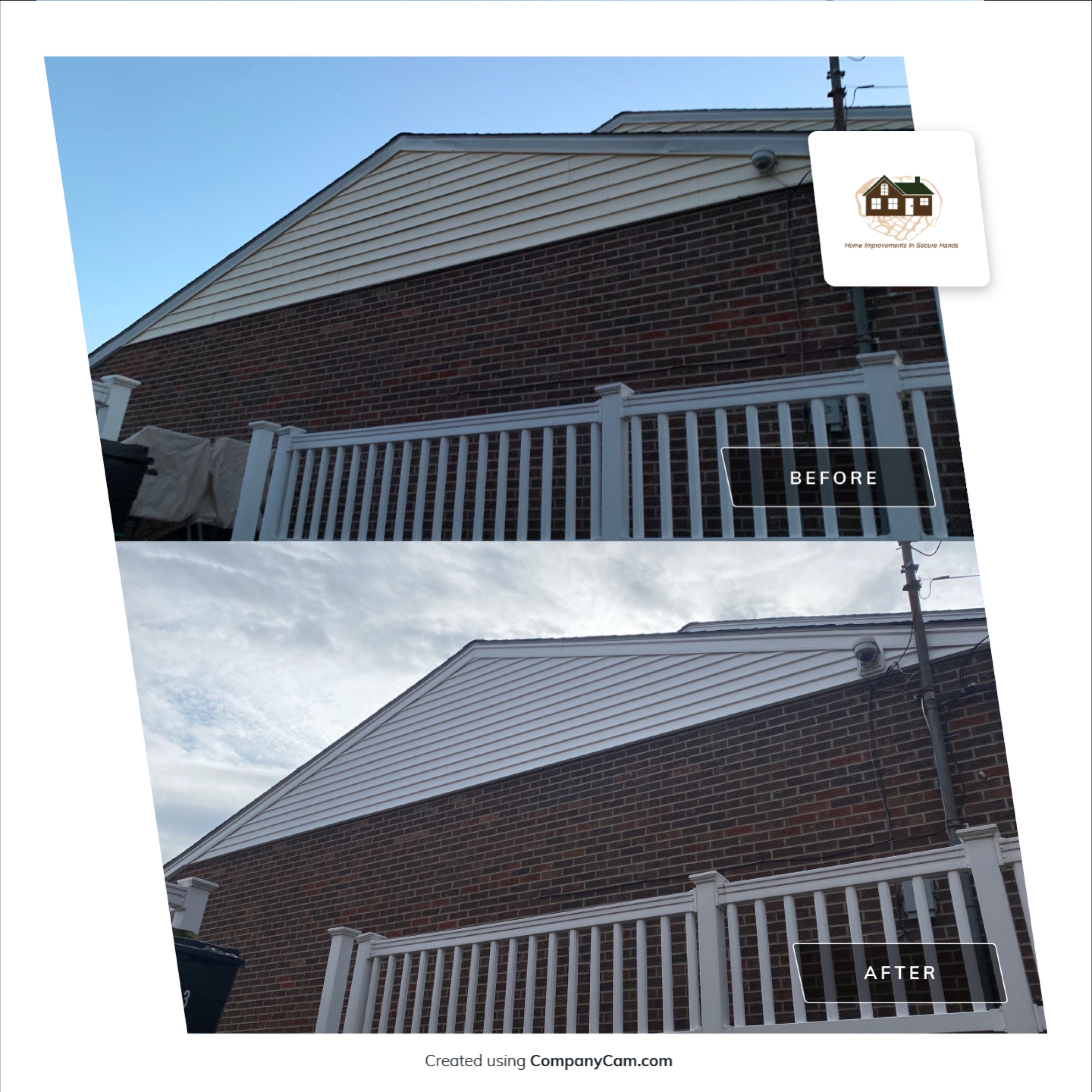 Replace dated vinyl siding with new white exterior Portfolio vinyl siding  by Secure Construction Company Inc