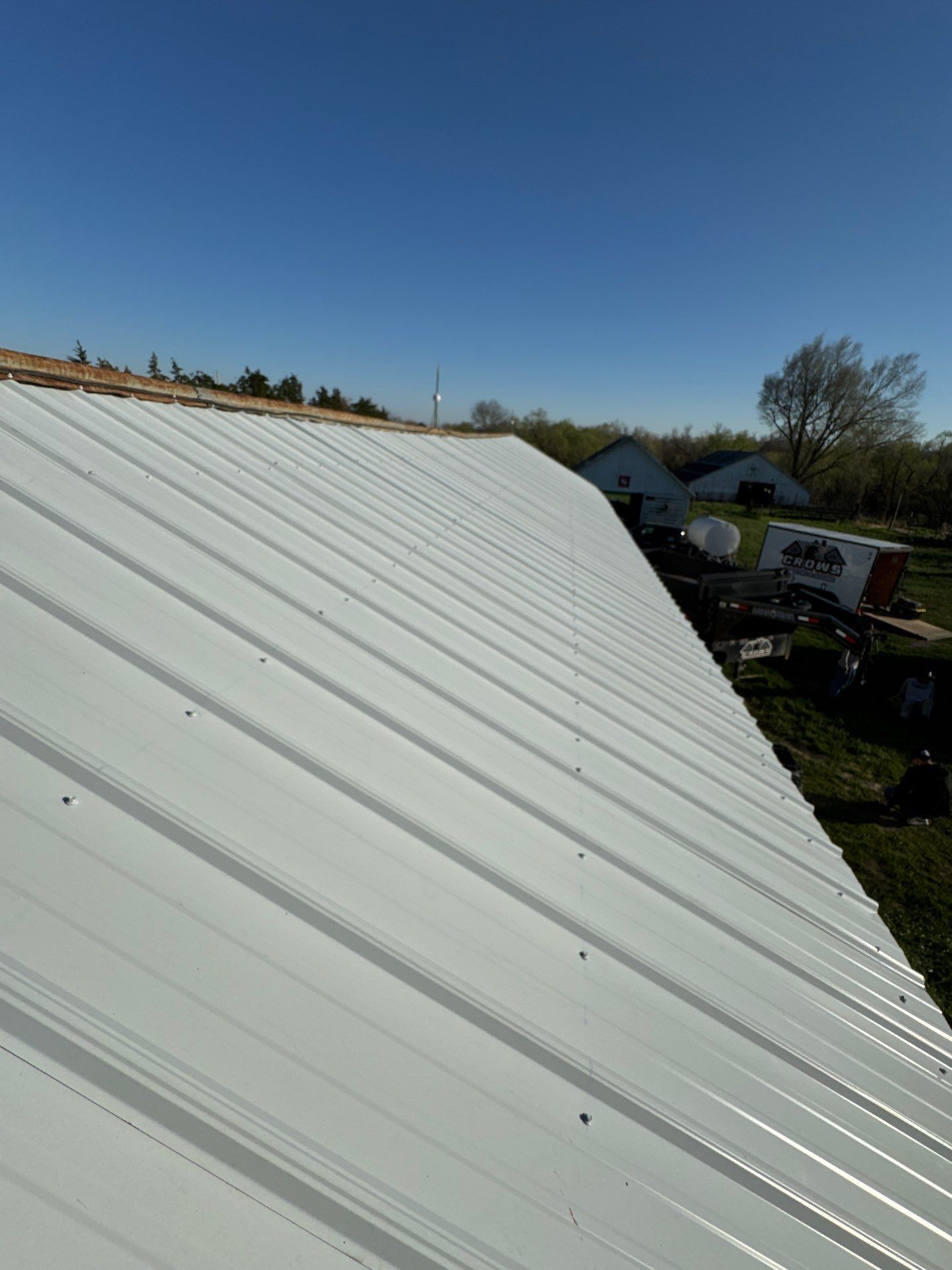 Ribbed Metal Roof Replacement on Outbuilding in Hooper, NE by Crows Roofing LLC